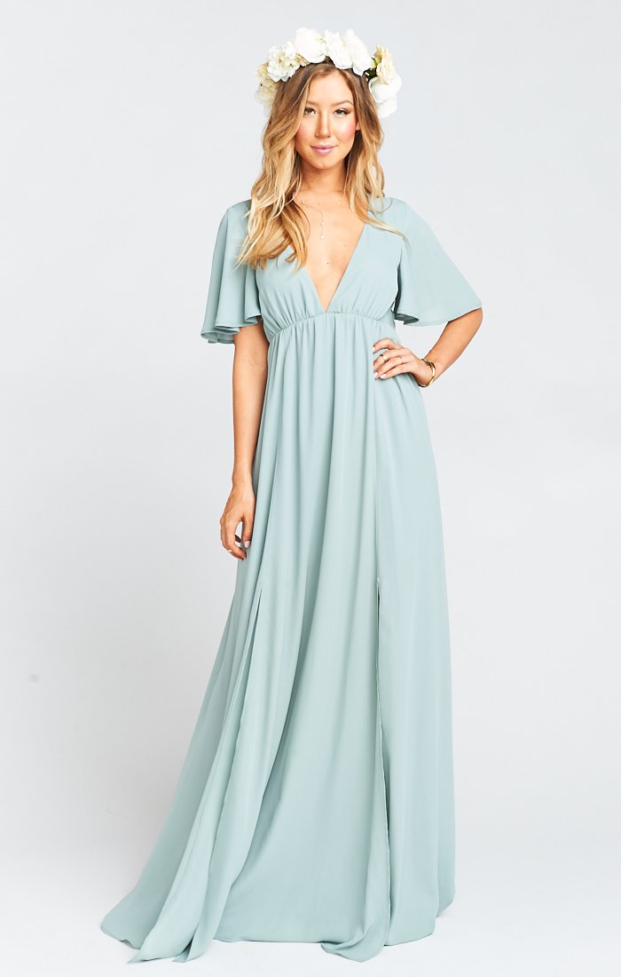 Faye Flutter Maxi Dress for Women - Elegant Long Flowy Summer Dress with Ruffle Sleeves | Perfect for Beach Vacation, Wedding Guest, and Date Night Outfits