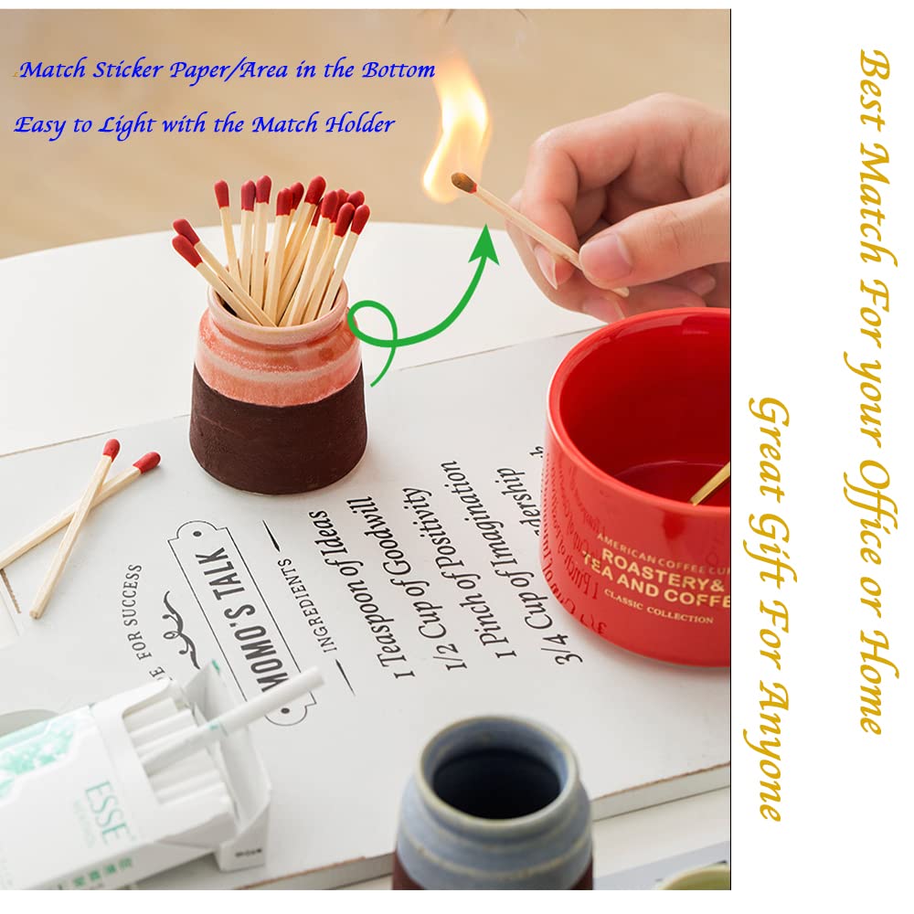 Ceramic Match Striker Holder - Cute Cyan Match Jar with Built-in Striker for Candles, Bathroom Decor & Fireplace Accessories - Matchsticks Not Included - Perfect for Home Decor, Gift & DIY Projects