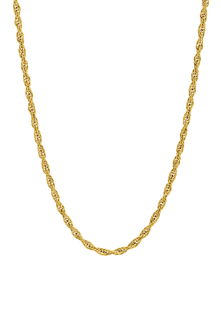 Stylish Men's Rope Chain Necklace 14K Gold Plated Stainless Steel Jewelry - Perfect for Gifts, Parties & Everyday Wear