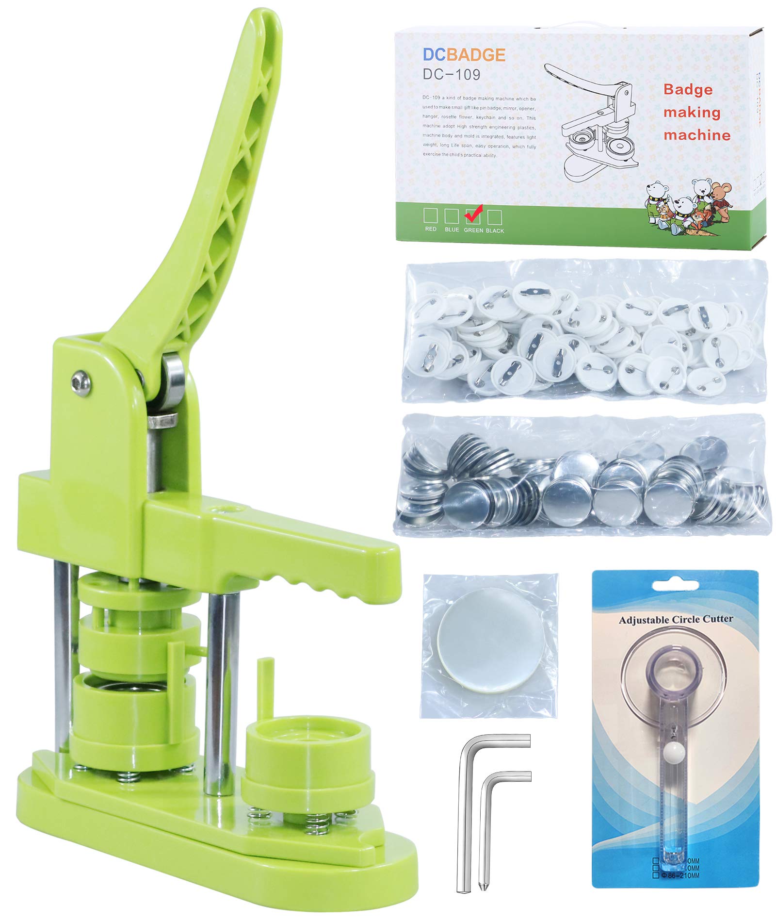 3rd Gen Button Maker Machine - 32mm (1.25 inch) DIY Pin Badge Press Kit with Free 500pcs Button Parts, Pictures & Circle Cutter - No Installation Required for Home, School & Craft Projects