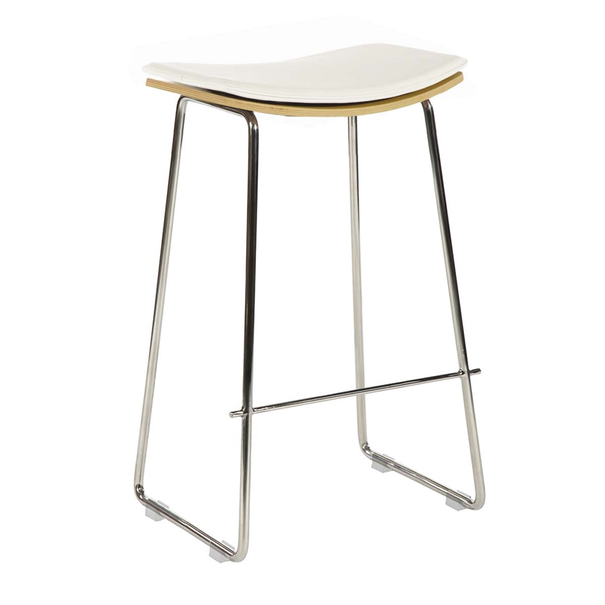 Hendrix Backless Bar Stool - Solid Oak Wood with White Leather Seat - Modern Kitchen Island & Home Bar Counter Stools for Dining & Entertaining