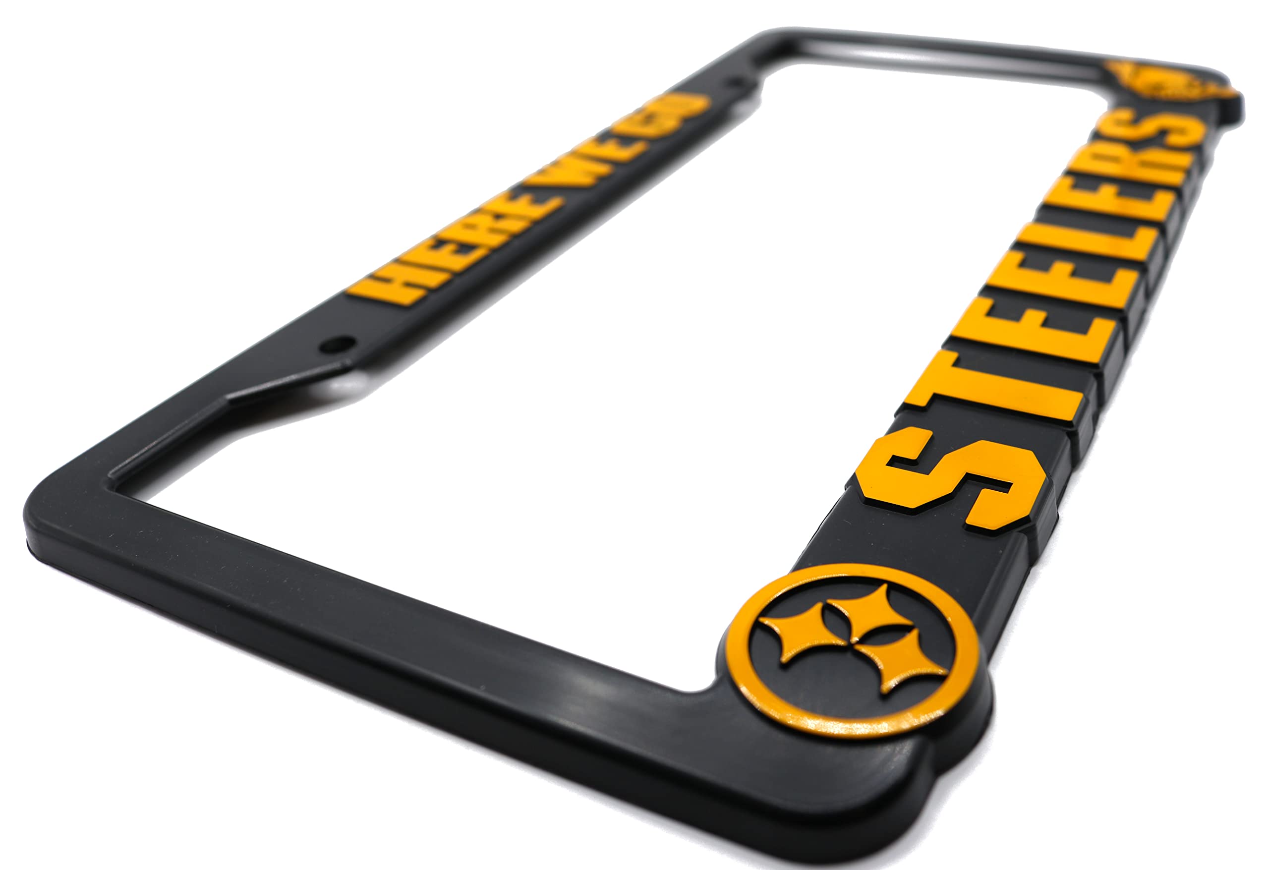 3D Steelers Pittsburgh License Plate Frame - Universal Black Car Accessory for Cars, Trucks & SUVs