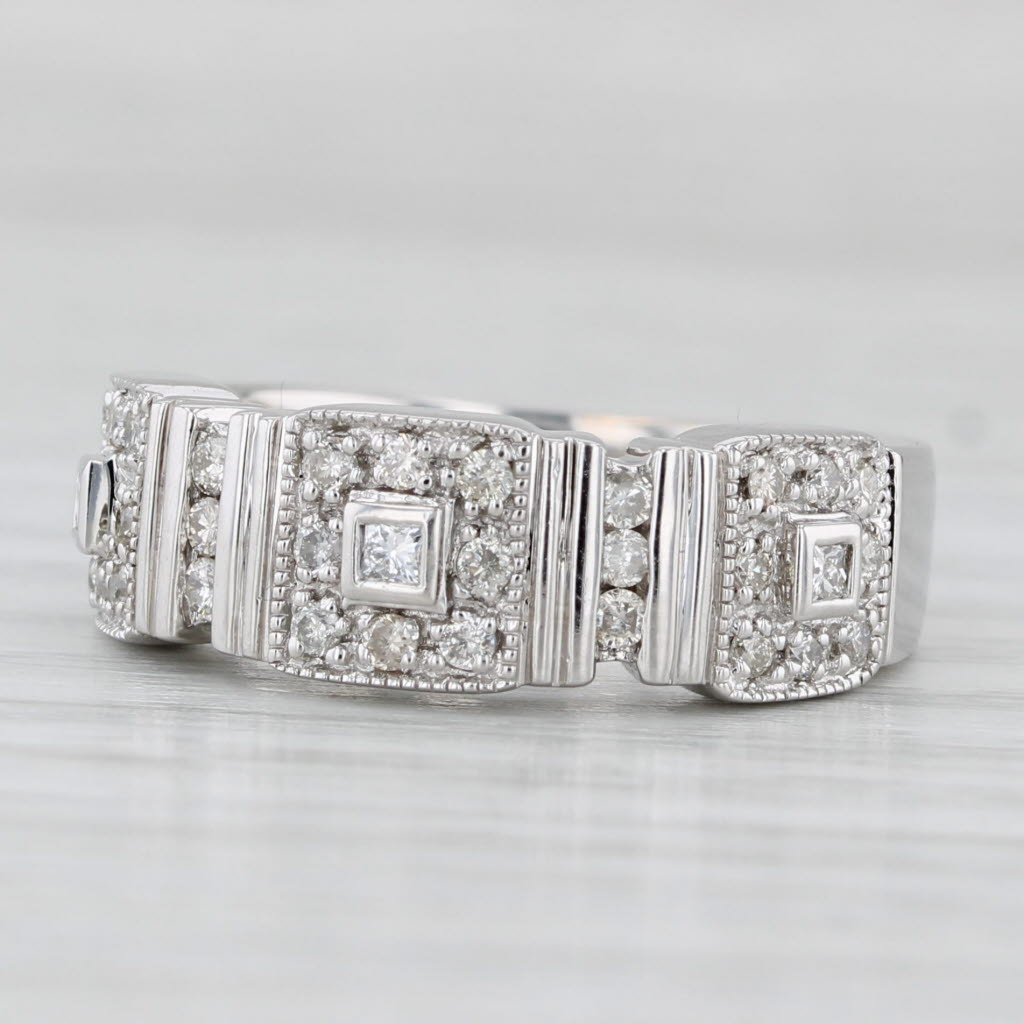 0.48ctw Diamond Halo Engagement Ring in 14k White Gold - Size 6.75 - Perfect for Proposals, Anniversaries & Special Occasions