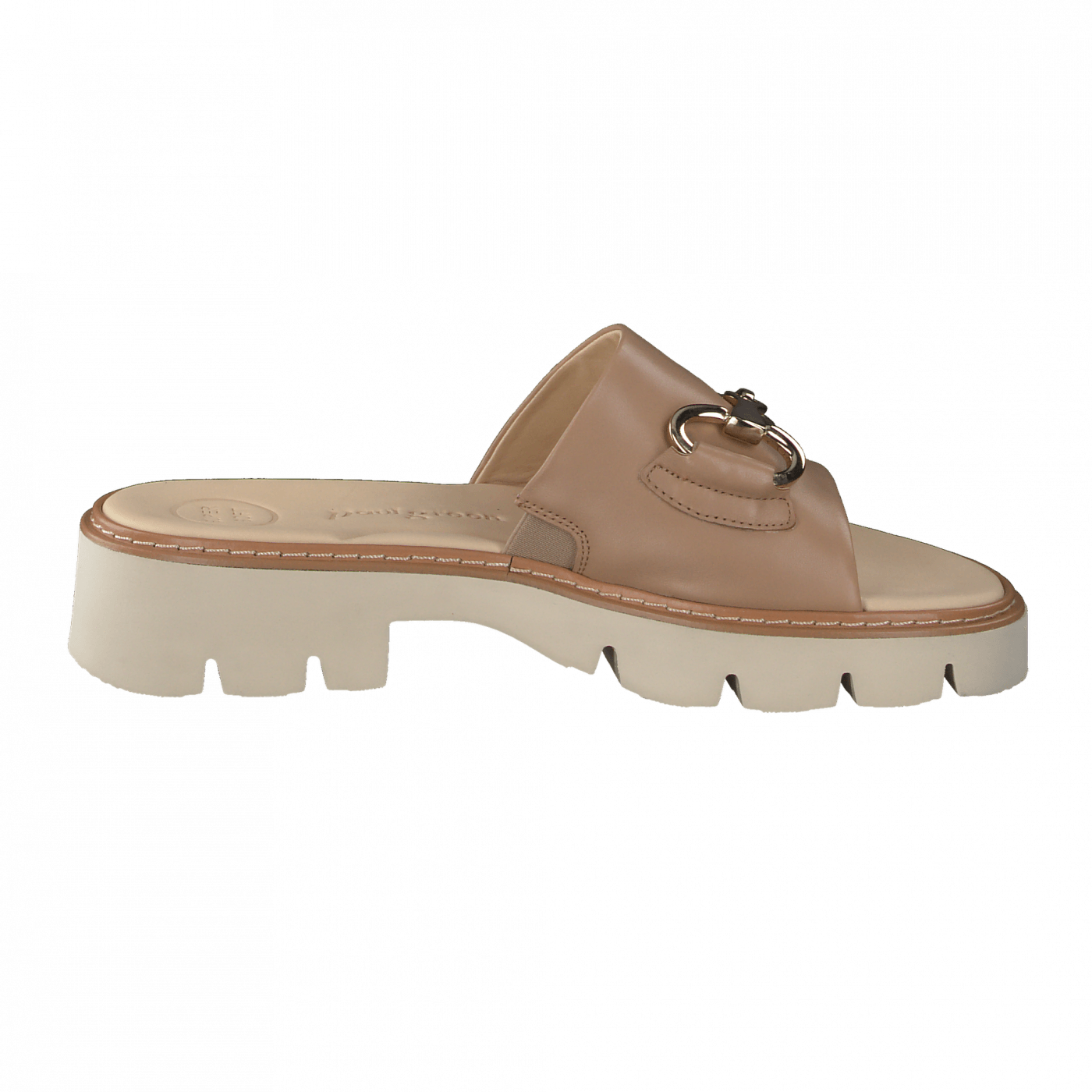 PAUL GREEN 6051 Women's Chunky Sole Camel Leather Sliders - Comfortable Slide-On Mules for Casual Wear, Beach, and Summer Outfits