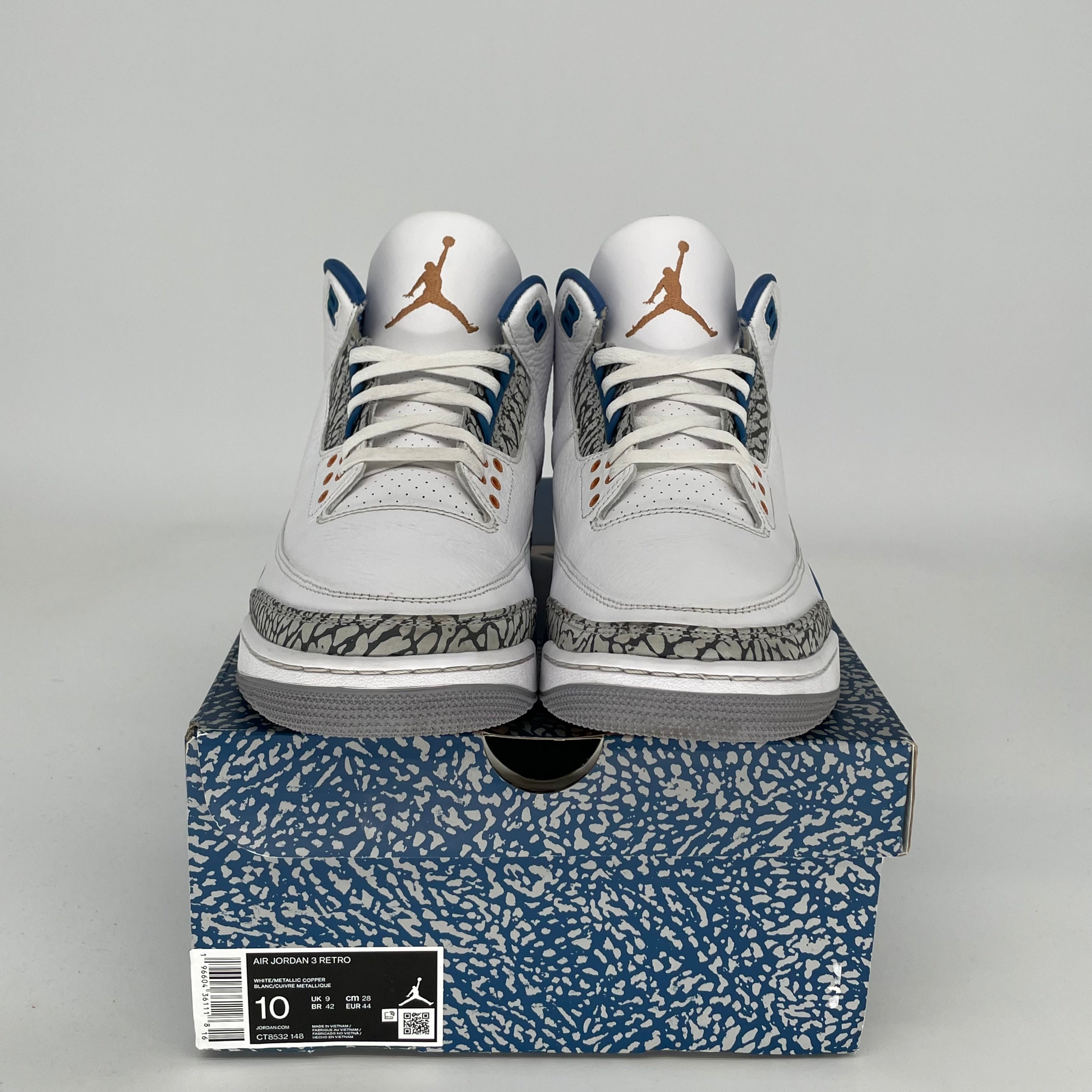 Original Air Jordan 3 Retro 'Wizards' Basketball Shoes - Size 10 (CT8532-148) for Men - Perfect for Streetwear, Sneaker Collecting & Casual Sports Fashion