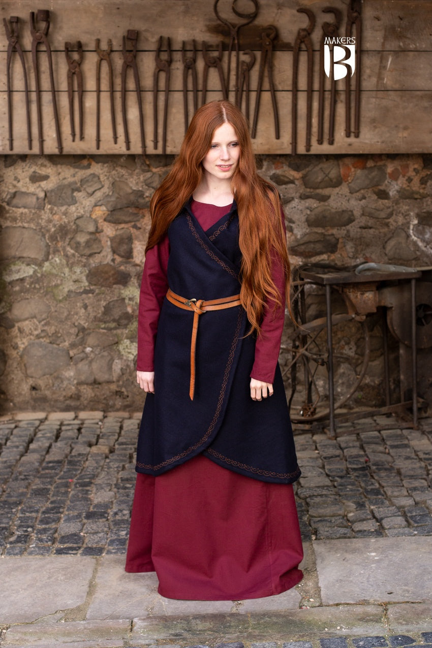 Myrana Dark Blue Wool Wrap Dress for Women - Elegant & Comfortable Winter Outfit for Office, Party & Date Night