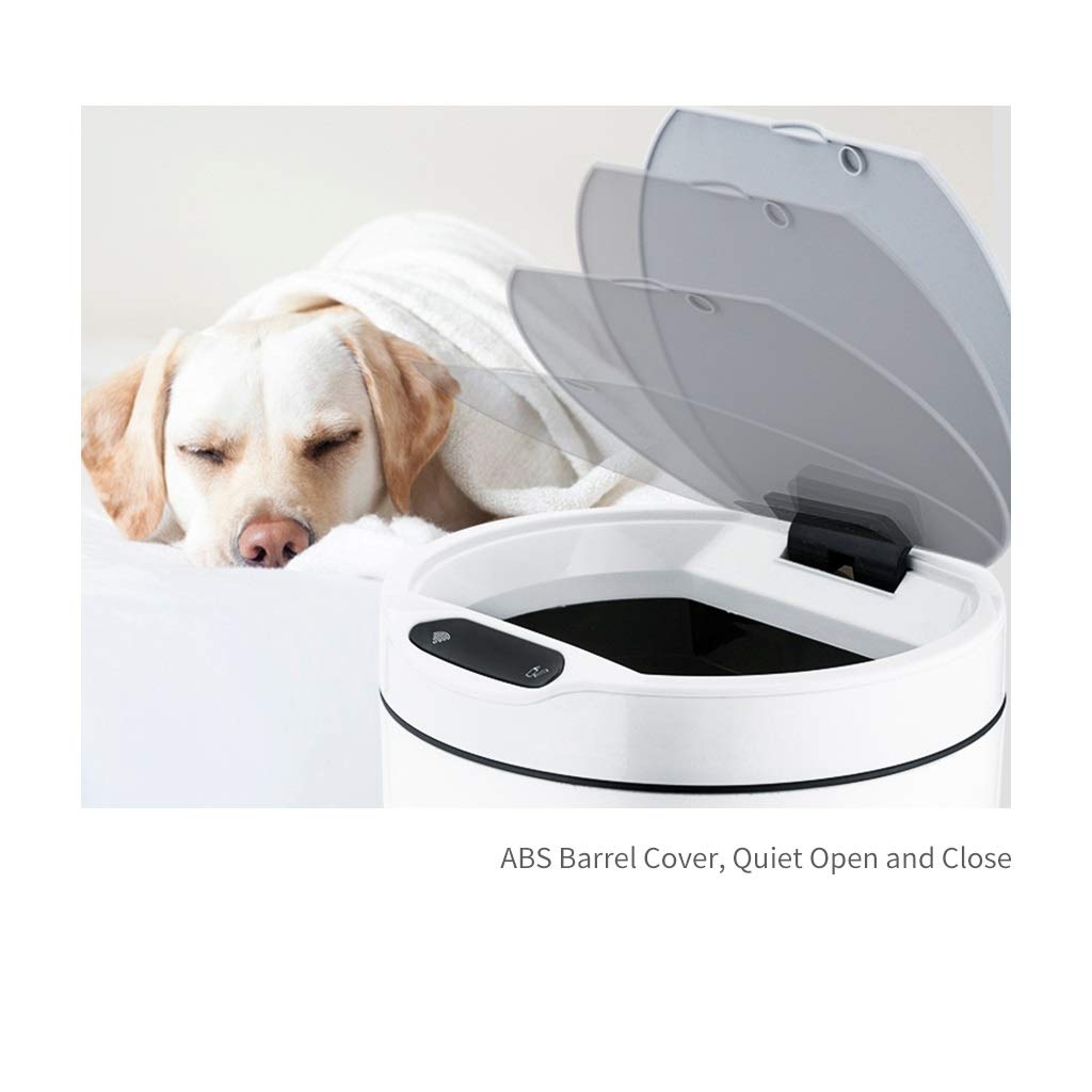 Modern Minimalist Automatic Sensor Trash Can with Lid - 15L White Kitchen Garbage Bin for Home, Living Room, Bedroom - Smart Touchless Waste Container for Hygienic Disposal