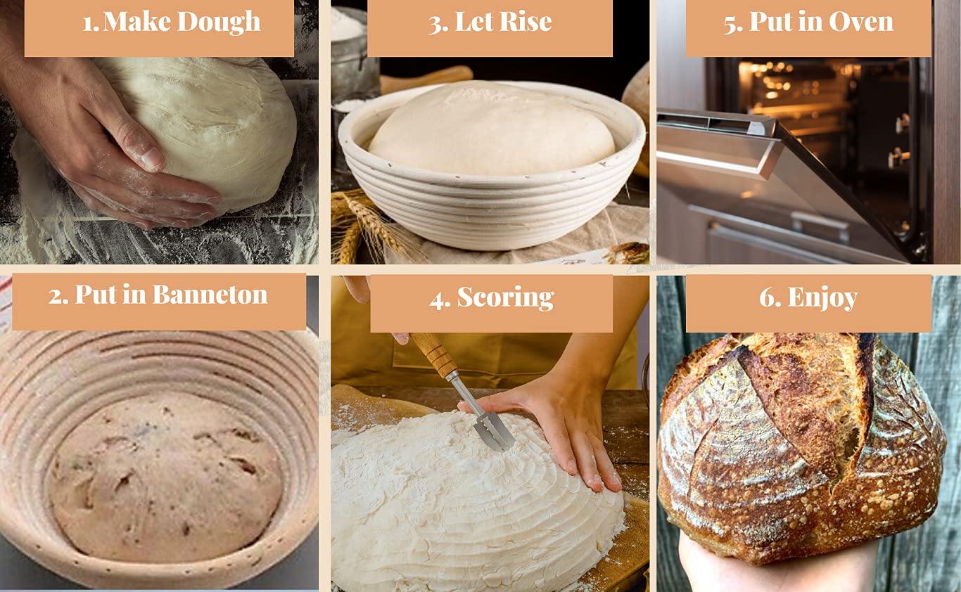 10 Inch Round Banneton Bread Proofing Basket with Liner - SUGUS HOUSE Brotform Dough Rising Bowl for Sourdough Baking | Perfect for Artisan Bread, Homemade Loaves & Baking Gifts for Bakers