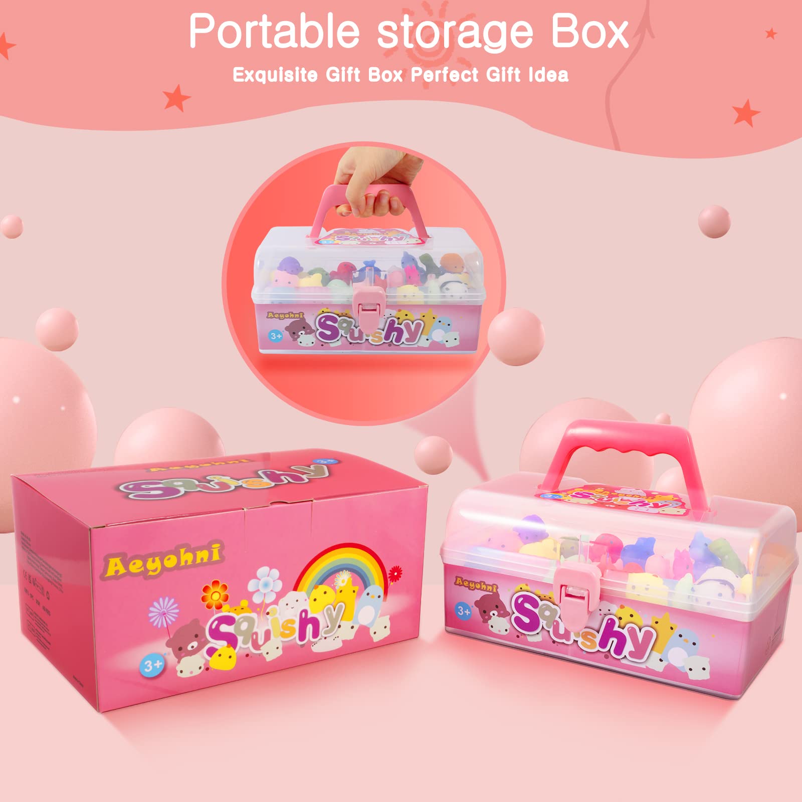 50 Pcs Kawaii Mini Squishy Toys - Soft Mochi Stress Relief & Fidget Toys for Kids, Party Favors, Classroom Prizes, Birthday, Christmas, Easter & Valentine's Day Gifts for Girls & Boys - Perfect for Sensory Play, Anxiety Relief & Fun Party Giveaways