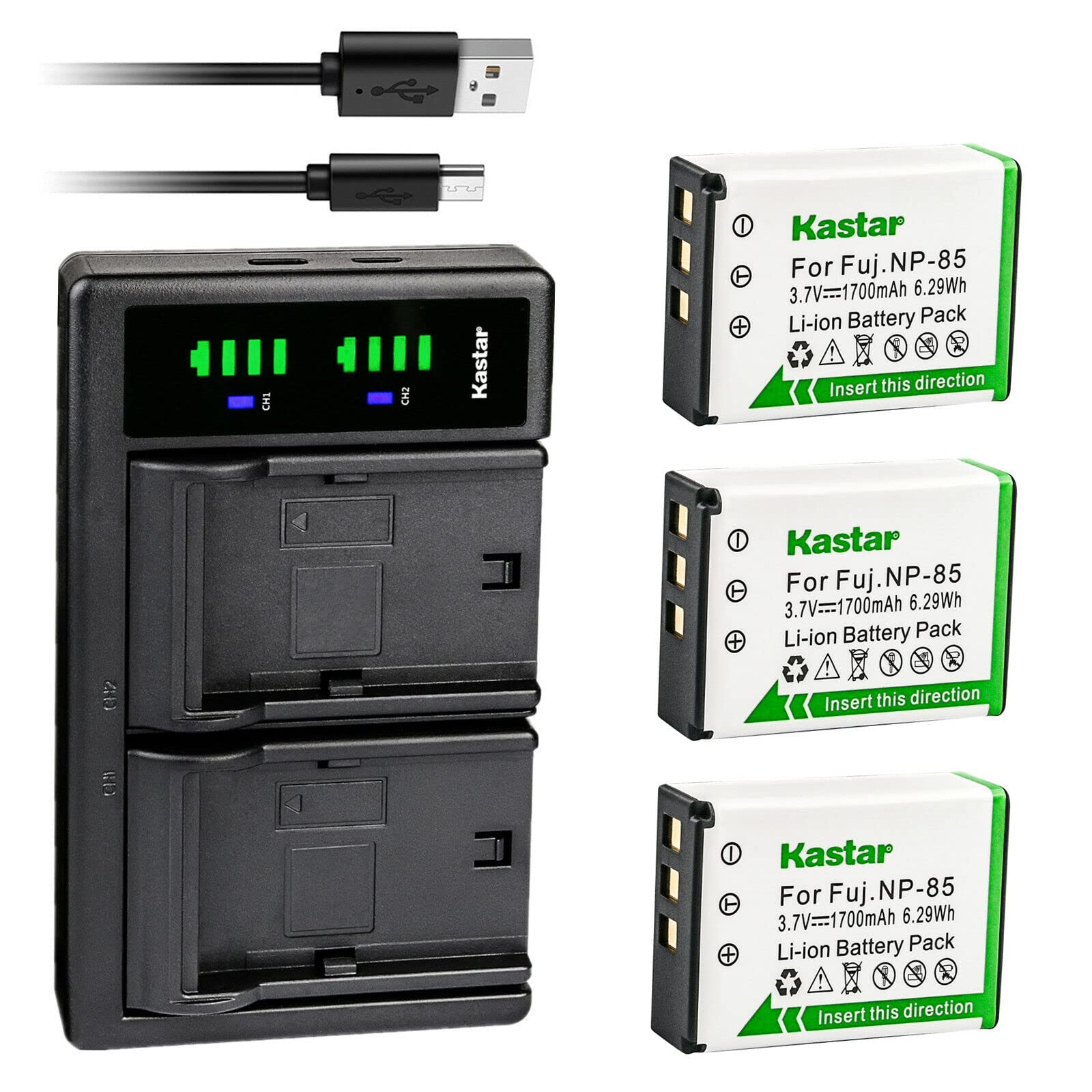 Kastar 3-Pack Replacement Battery & LTD2 USB Charger for Soxi HDD-9000A, HDD9000A, Easypix DVX5233, Vivikai HD-OC2312, Jay-tech VideoShot C20, Rollei Movieline SD-23 Cameras - Perfect for Travel Vlogging and Outdoor Filming