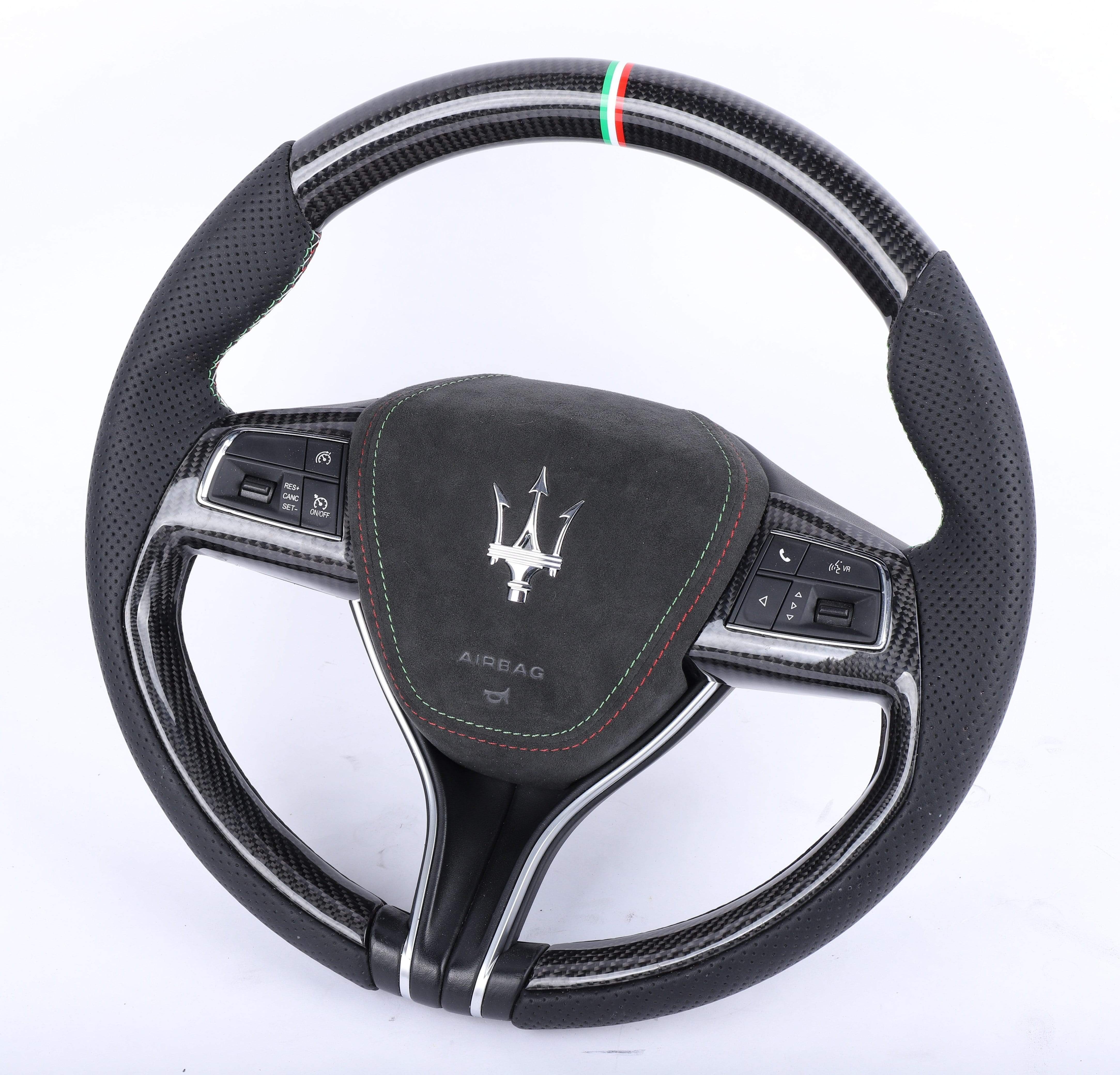 2016-2023 Maserati Sport Custom Carbon Fiber Steering Wheel - High Performance Racing Wheel for Ghibli, Quattroporte, Levante - Upgrade Your Luxury Car Interior