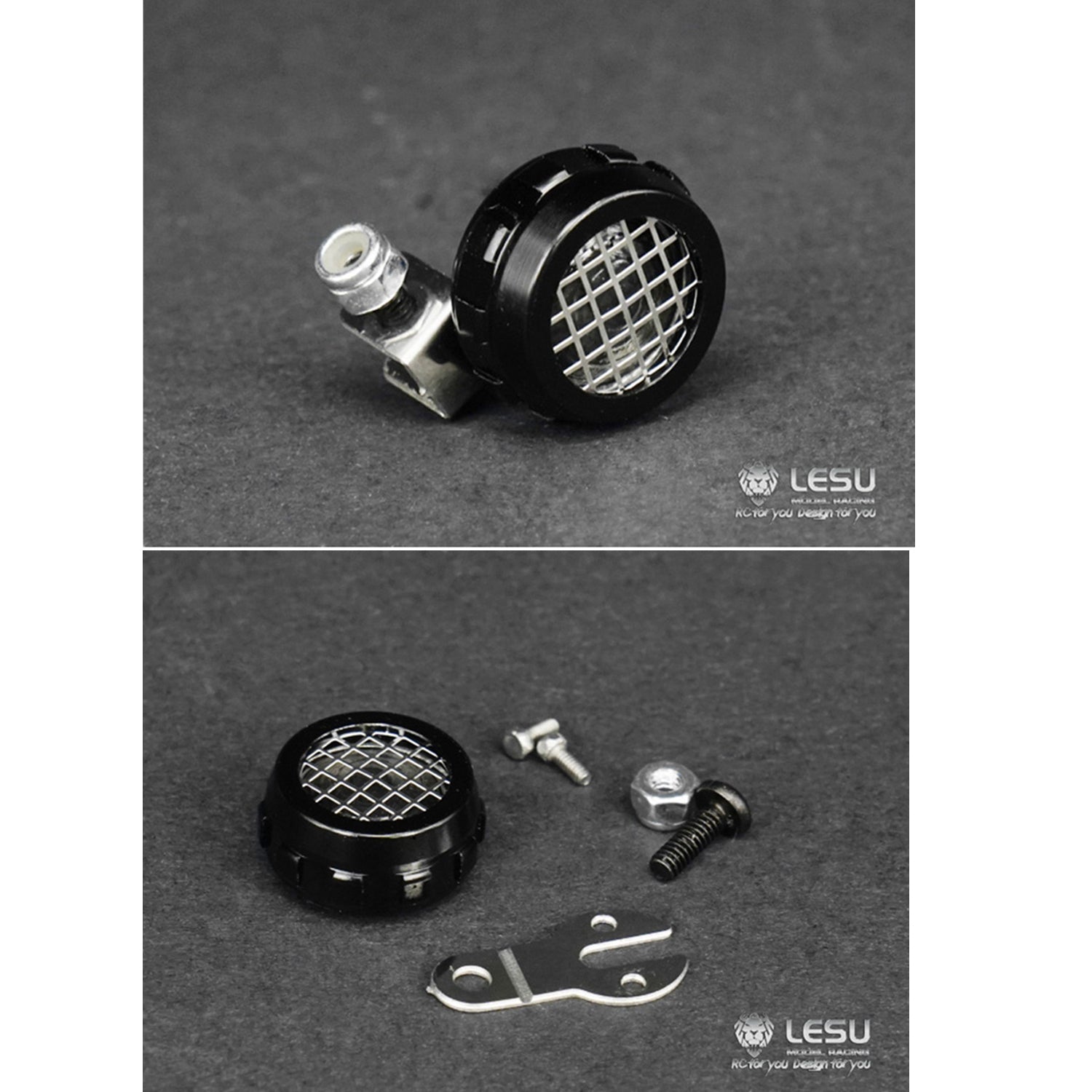 LESU Black Metal Lampshade Cover for 1/14 RC Tamiya Tractor Truck - DIY Model Car Equipment Rack Accessory - Perfect for RC Vehicle Customization & Scale Model Displays