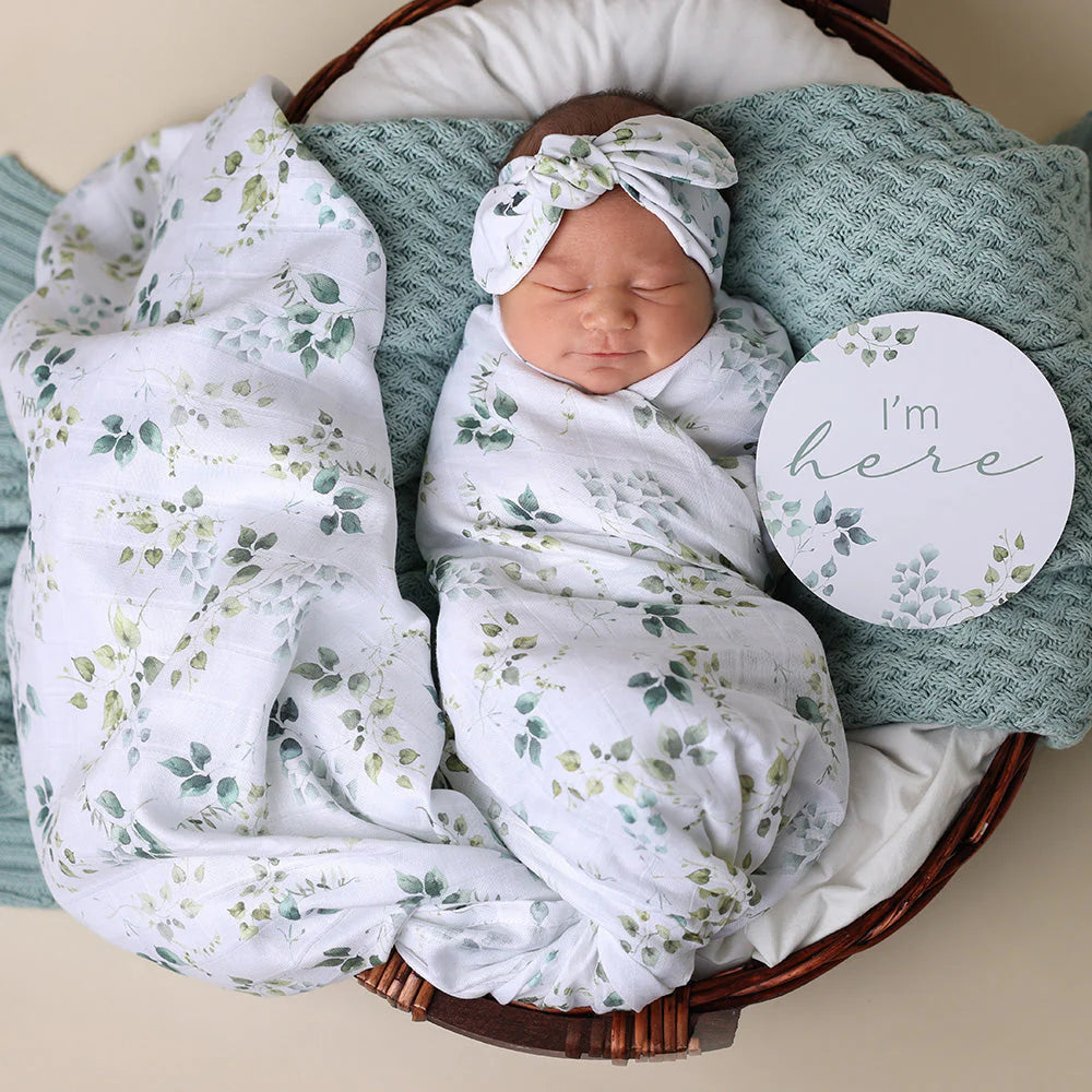 Organic Cotton Muslin Baby Wrap - Snuggle Hunny Eden - Soft & Breathable Swaddle Blanket for Newborns, Infants & Toddlers - Perfect for Swaddling, Nursing & Stroller Cover