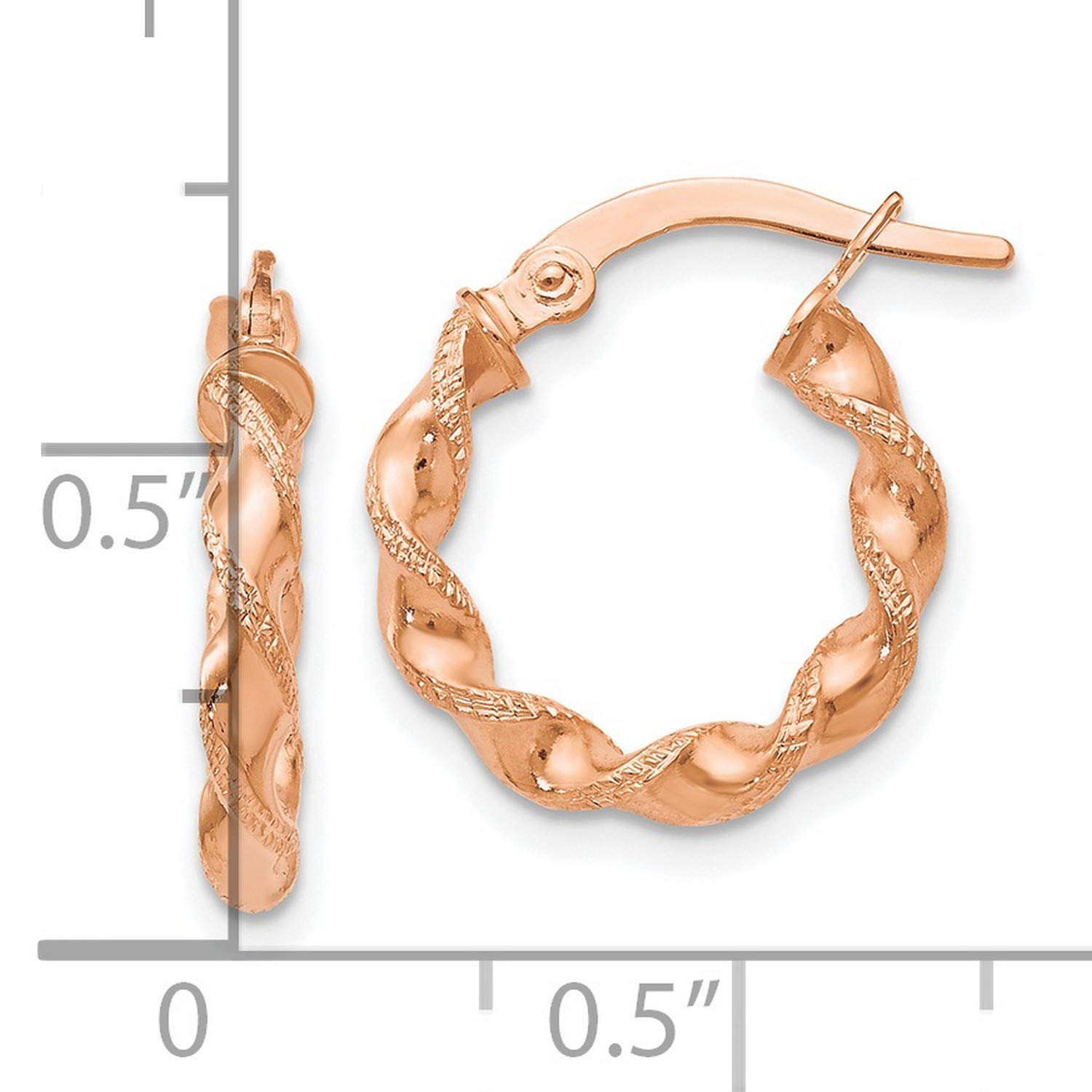 14K Rose Gold Twisted Hoop Earrings 16x15mm - Elegant Dainty Jewelry for Women, Perfect for Everyday Wear, Date Night & Special Occasions