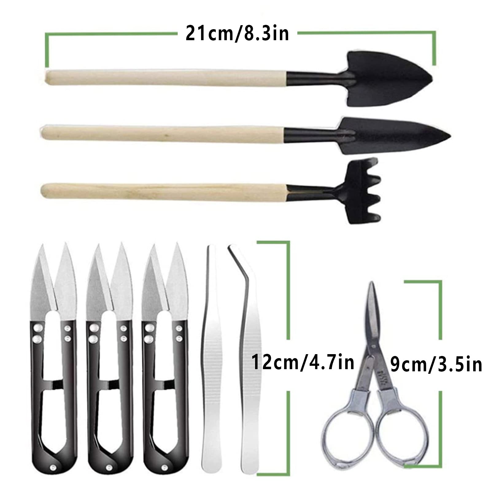 10-Piece Gardening Tool Set for Succulents & Houseplants - Mini Rake, Transplanting Tools, Flower Pot Accessories - Perfect for Indoor & Outdoor Planting, Repotting, and Seedling Care