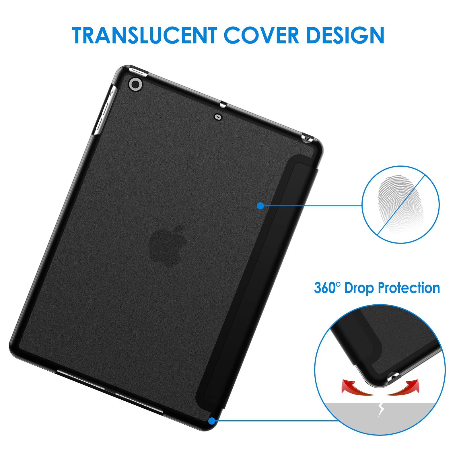 JETech iPad Air 1st Generation Case (9.7 Inch) - Slim Protective Smart Cover with Auto Wake/Sleep Feature - Compatible Only with iPad Air 1 (Not for Air 2/3/4/5) - Perfect for Work, School & Travel (Black)
