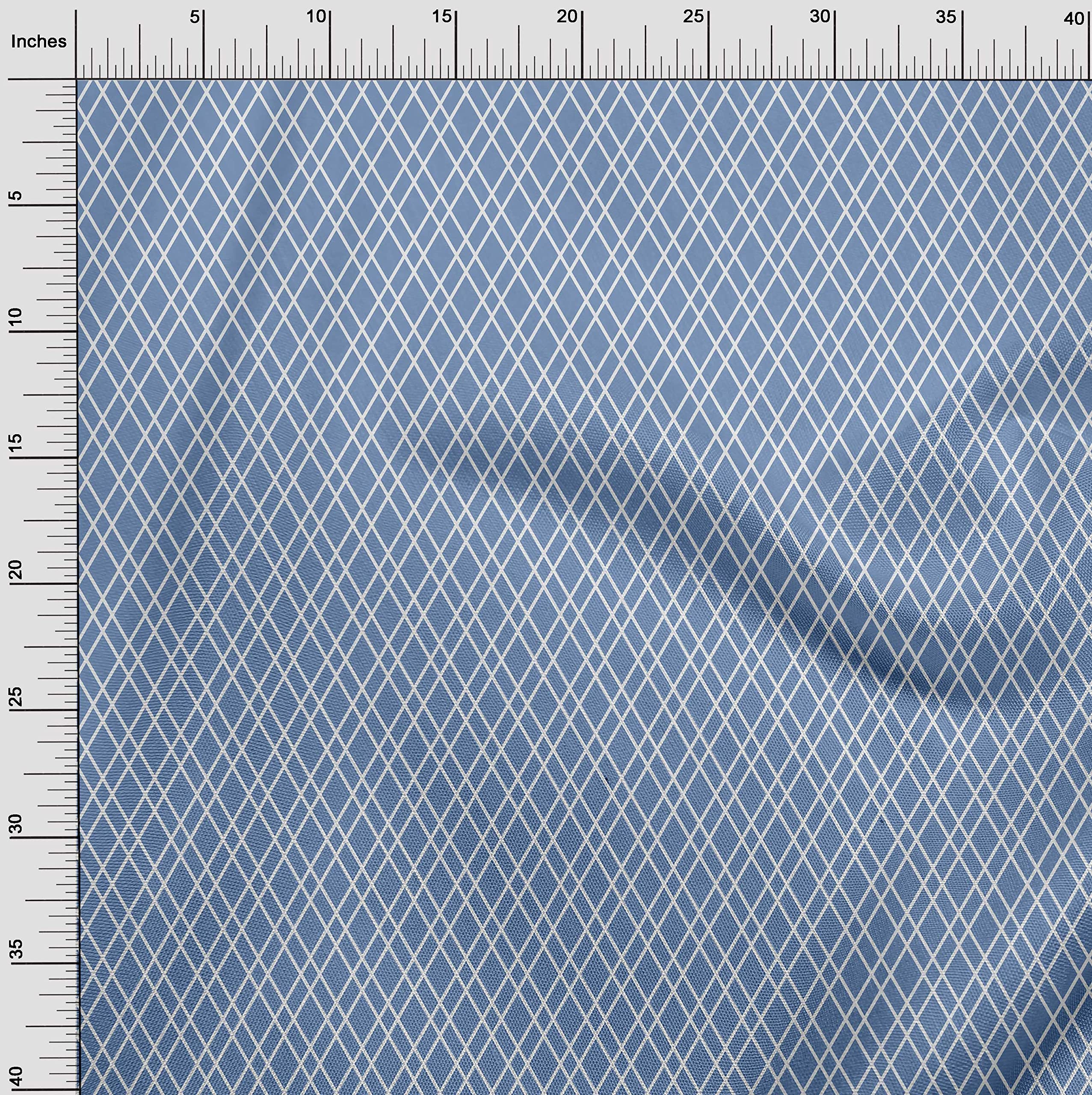 oneOone Polyester Spandex Fabric - Grayish Blue Geometric Print DIY Clothing & Quilting Material (56 Inch Wide) | Perfect for Sewing Dresses, Skirts, and Home Decor Projects
