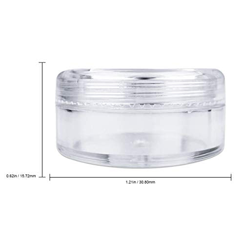 200 Pcs 5G/5ML Clear Round Plastic Jars with Screw Cap Lids - BPA Free Food Storage Containers for Herbs, Spices, Tea Leaves, Coffee Beans & Dry Ingredients - Perfect for Kitchen Pantry Organization & DIY Crafts
