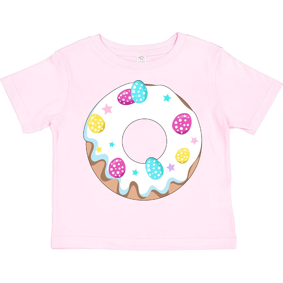 Inktastic Easter Donut with Pastel Eggs Frosting and Stars Toddler T-Shirt - Cute Easter Outfit for Boys & Girls, Holiday Family Matching Tee