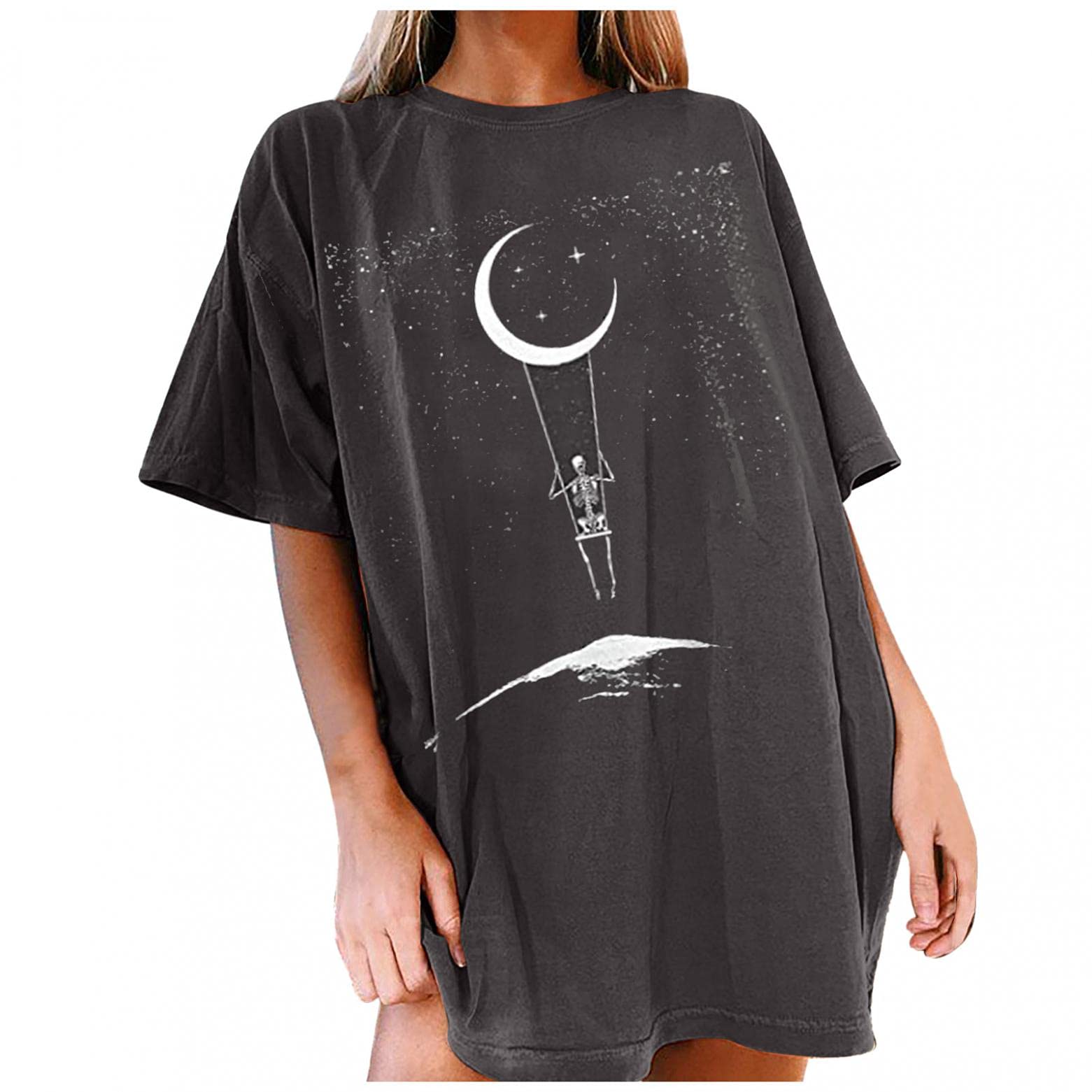 Funny Halloween T-Shirt for Women - Skull & Pumpkin Printed Graphic Tee - Short Sleeve Party Top - Perfect for Halloween Costumes, Trick or Treat, and Spooky Celebrations