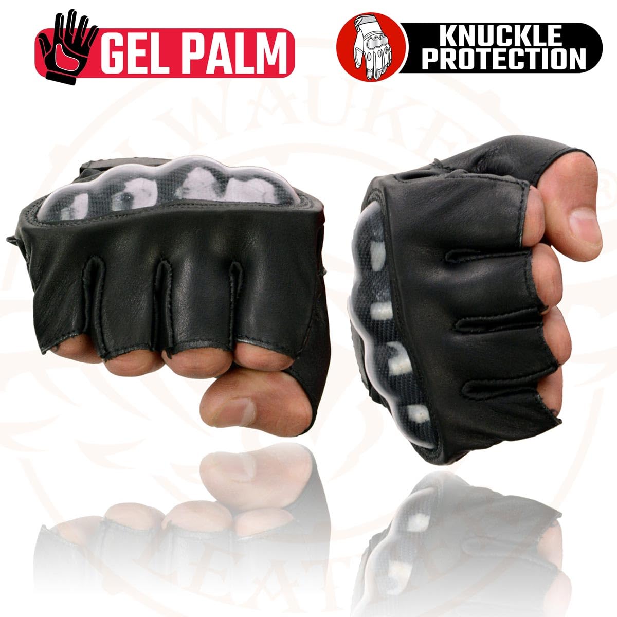 Milwaukee Leather Men's Fingerless Gloves - Premium Biker Gloves for Motorcycle Riding, Cycling & Outdoor Activities - Touchscreen Compatible Work Gloves for Men