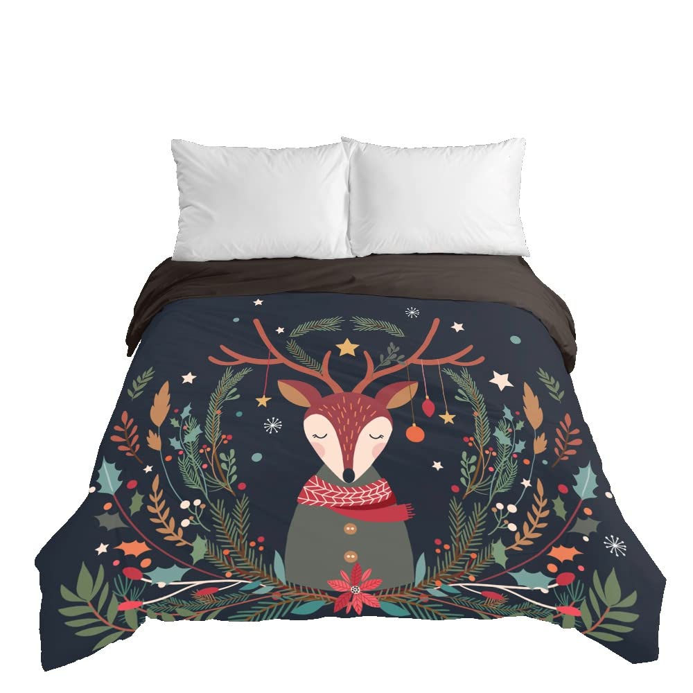 Christmas Quilt Cover Set - Twin/Full/Queen/King Size Bedding with Pillowcases - Santa Claus Moose Holiday Puppy Ball Design - Festive New Year Kids Bedroom Decor (4PCS Queen Size) - Perfect for Holiday Guest Rooms & Cozy Winter Nights