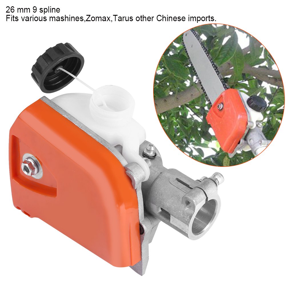 **26mm Chainsaw Gearbox Head - Orange Spline Gear Head for Pole Saw & Tree Cutter - Lawn Mower Attachment Tool (9 Spline) - Perfect for Landscaping, Tree Trimming & DIY Projects**