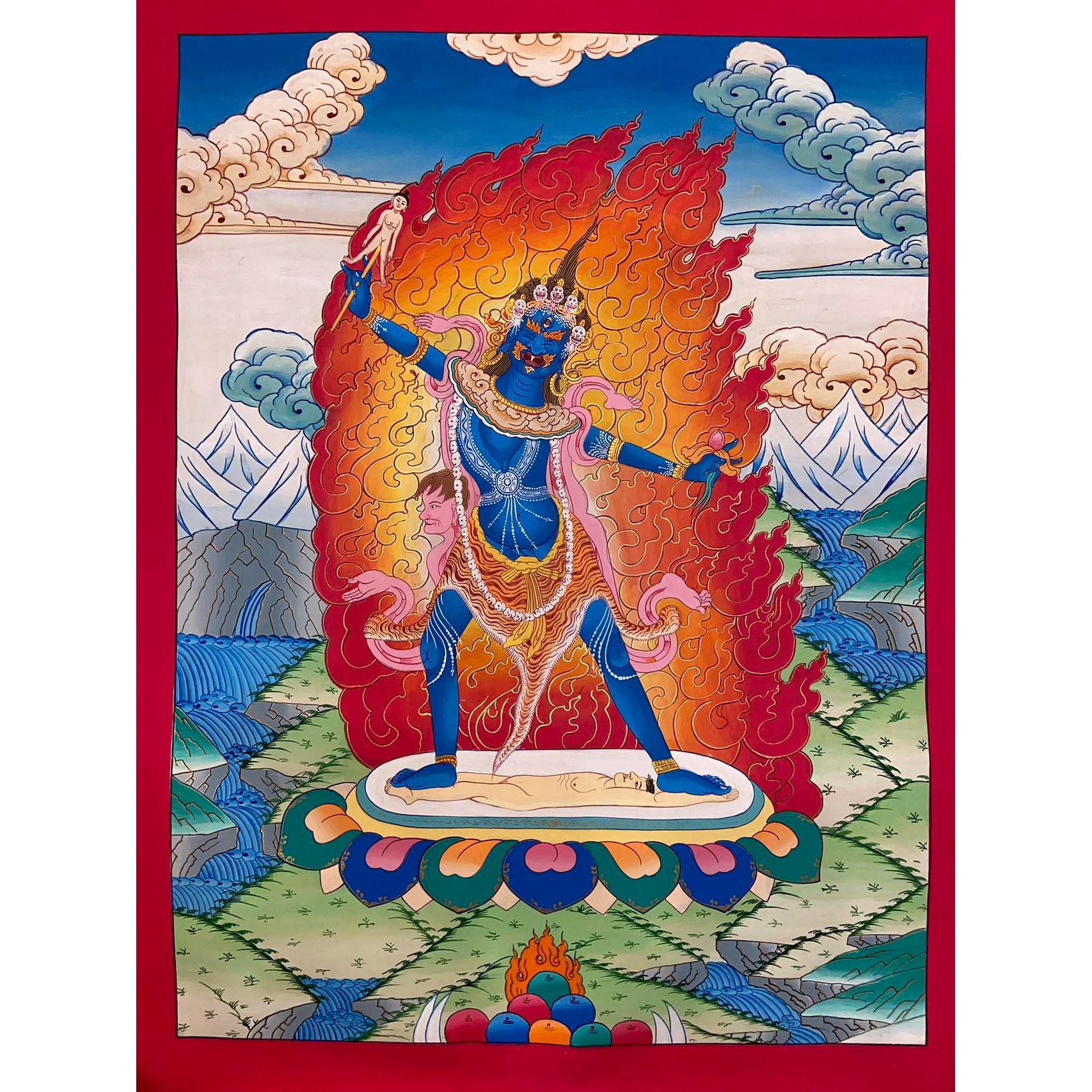 Ekajati Thangka - Authentic Tibetan Buddhist Artwork for Home & Meditation | Fierce Protectress of Mantras Wall Hanging for Spiritual Protection & Blessings