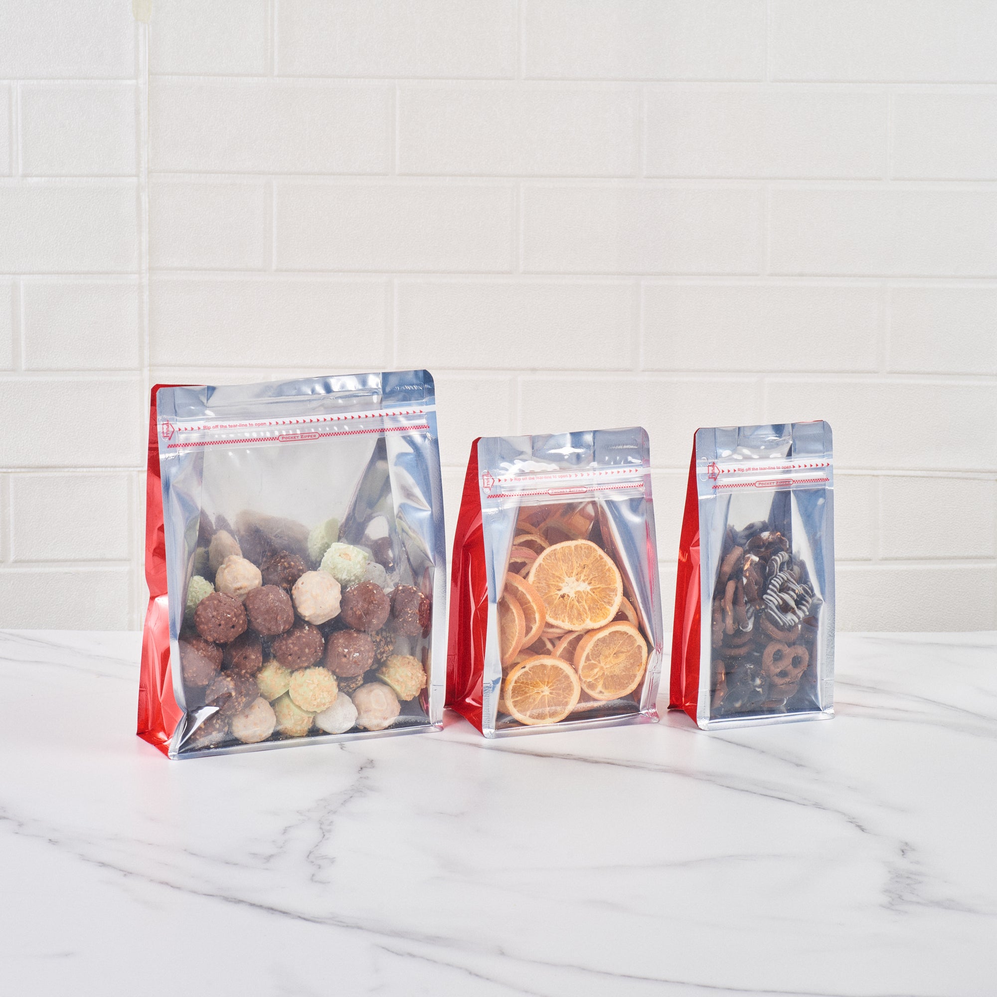 Red Plastic Small Snack Bags with Double Seal & Rip Lock - 8x4x2.5 Inches, Heat Sealable, 100 Count Box - Perfect for Food Storage, Meal Prep, and Travel Snacks