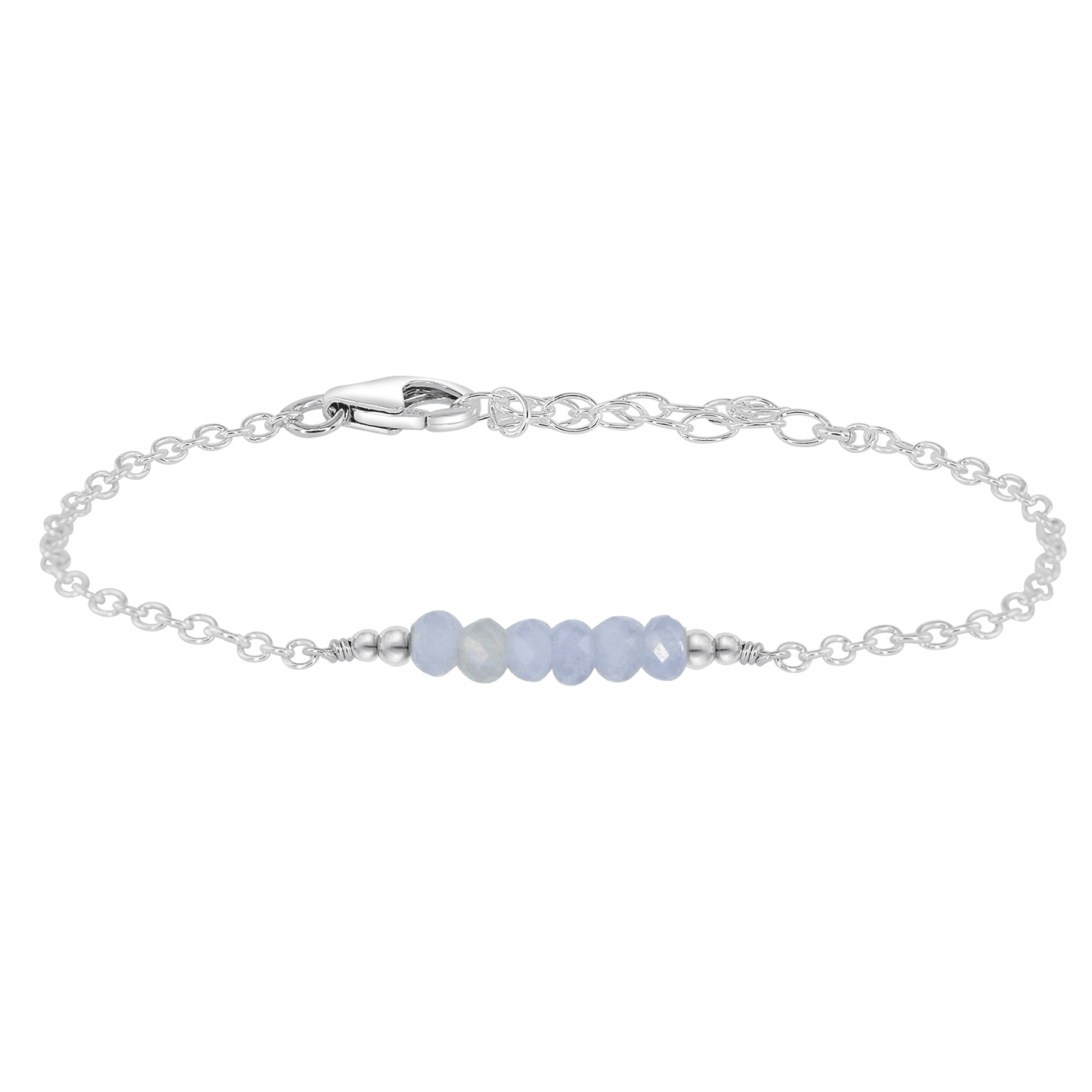 Sparkling Blue Lace Agate Gemstone Faceted Bead Bar Bracelet for Women - Handmade Adjustable Healing Crystal Jewelry for Meditation, Yoga & Spiritual Gifts