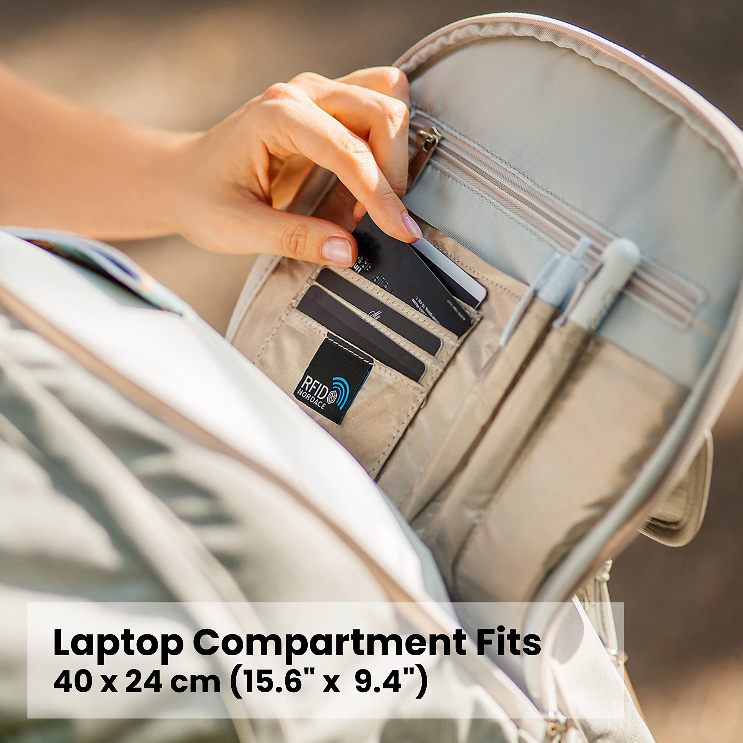 Nordace Comino Travel Backpack with USB Charging Port - Water Resistant Laptop Backpack for Men & Women, 17 Inch Laptop Compartment, Perfect for Travel, Business, School & Daily Commute (Gray) - Ideal for Airplane Carry-On, College Students & Office Professionals