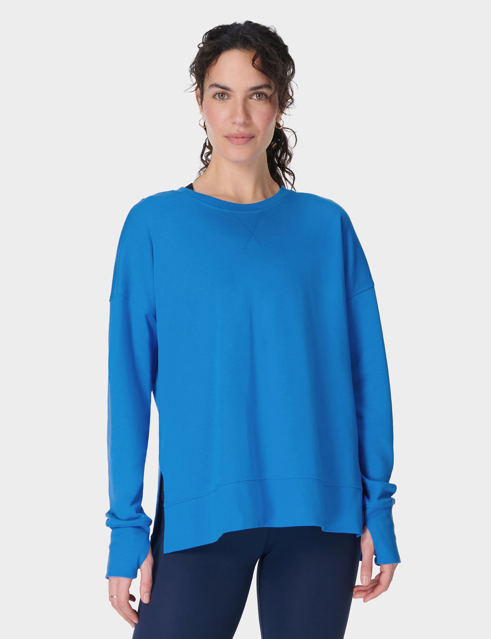 After Class Longline Sweatshirt for Women - Oversized Pullover Hoodie in Tidal Blue | Casual Loungewear, Streetwear Fashion & Cozy Fall Outfits