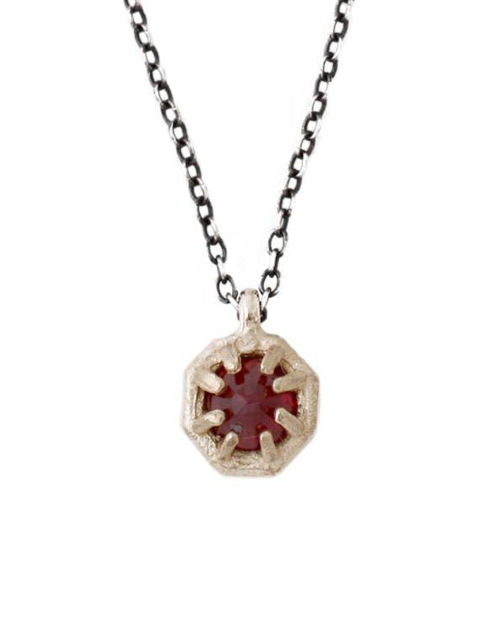 14K Yellow Gold Octagon Ruby Pendant Necklace for Women - Elegant Silver Chain Jewelry Gift for Birthday, Anniversary & Special Occasions