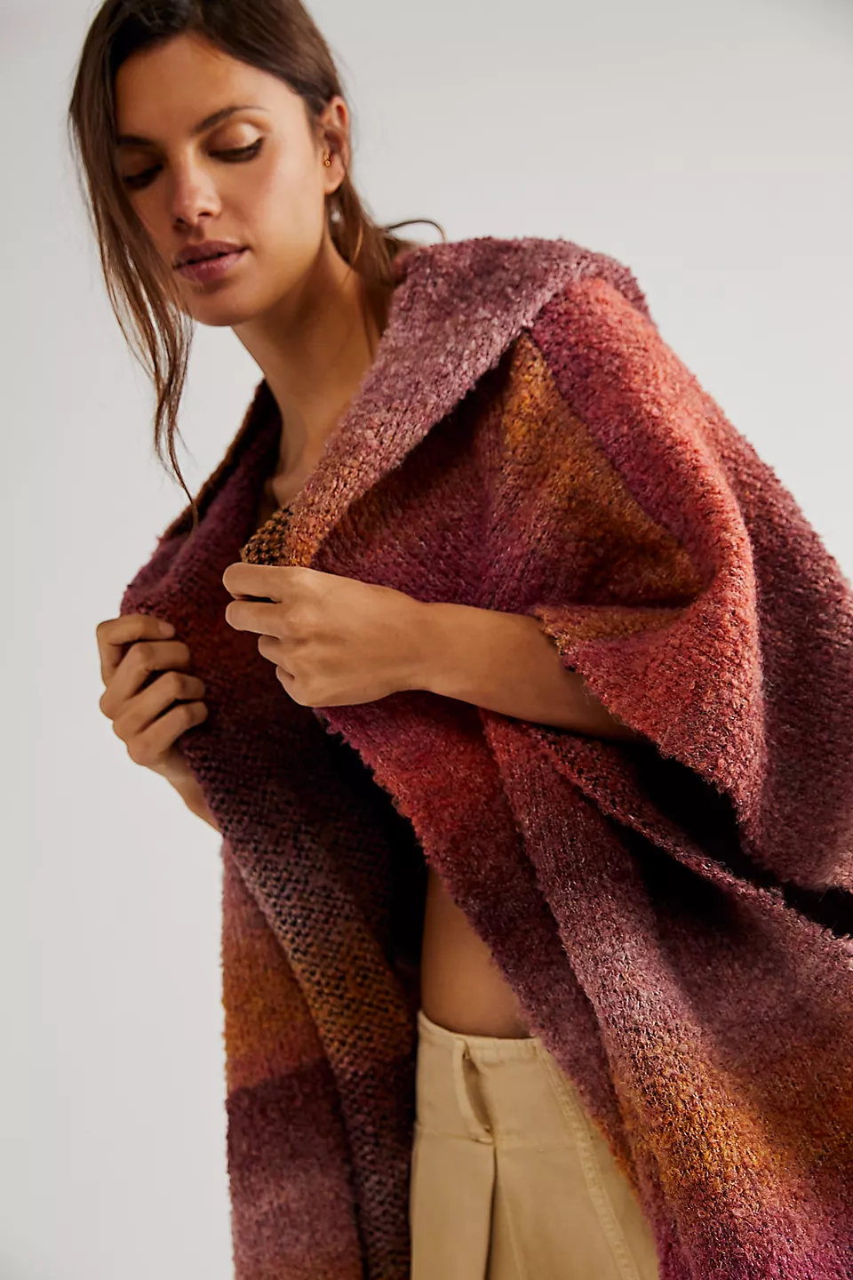 Stylish Hooded Kimono with Multicolor Gradient - Perfect for Loungewear, Yoga, and Beach Cover-Up