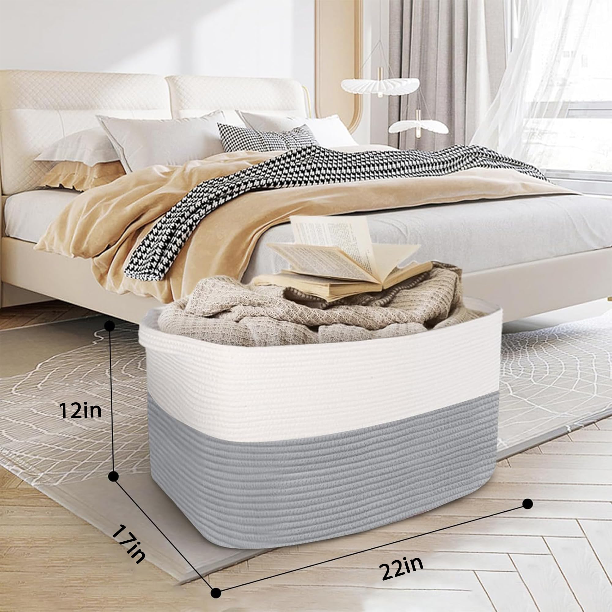 Extra Large Woven Cotton Rope Storage Basket 22