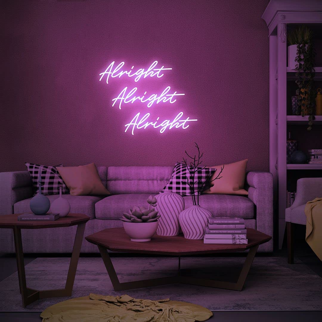 Alright Alright Alright Neon Sign - Custom Wall Art for Bedroom, Living Room & Party Decor - Vintage Aesthetic Lighting for Home, Wedding & Events - Dimmable LED Neon Light for Indoor Décor
