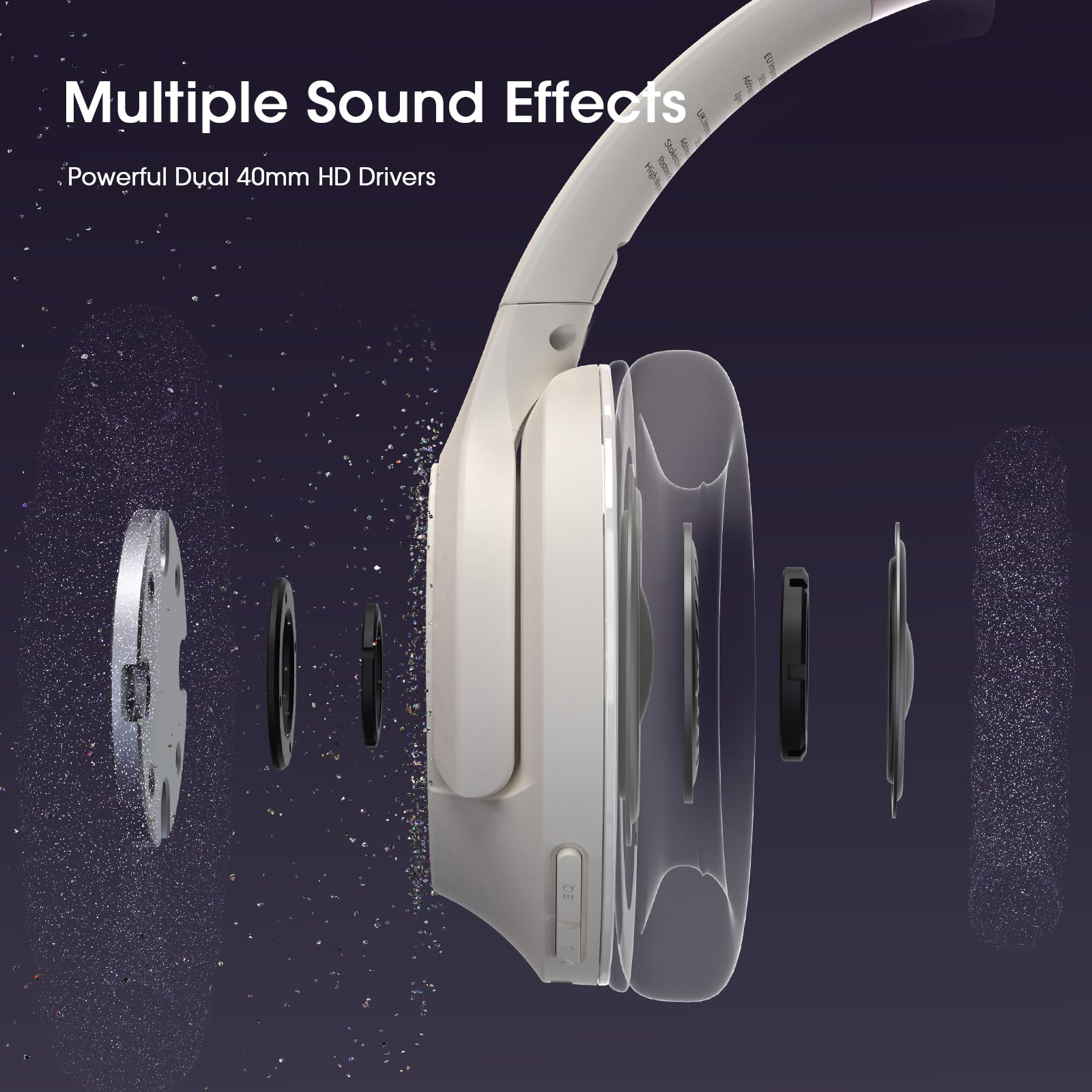 Wireless Bluetooth Over-Ear Headphones with 80H Playtime, HiFi Stereo, Deep Bass & Built-in Mic - 3 EQ Modes, Foldable Design for iPhone, PC, Travel, Workout & Home Office (Light Gray) - Perfect for Commuting, Gaming & Music Lovers