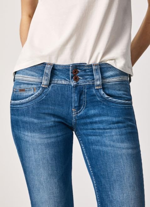 Pepe Jeans Women's Straight Leg Denim Jeans - Classic Blue Stretch Comfort Fit for Everyday Wear | Casual, Office & Weekend Outfits