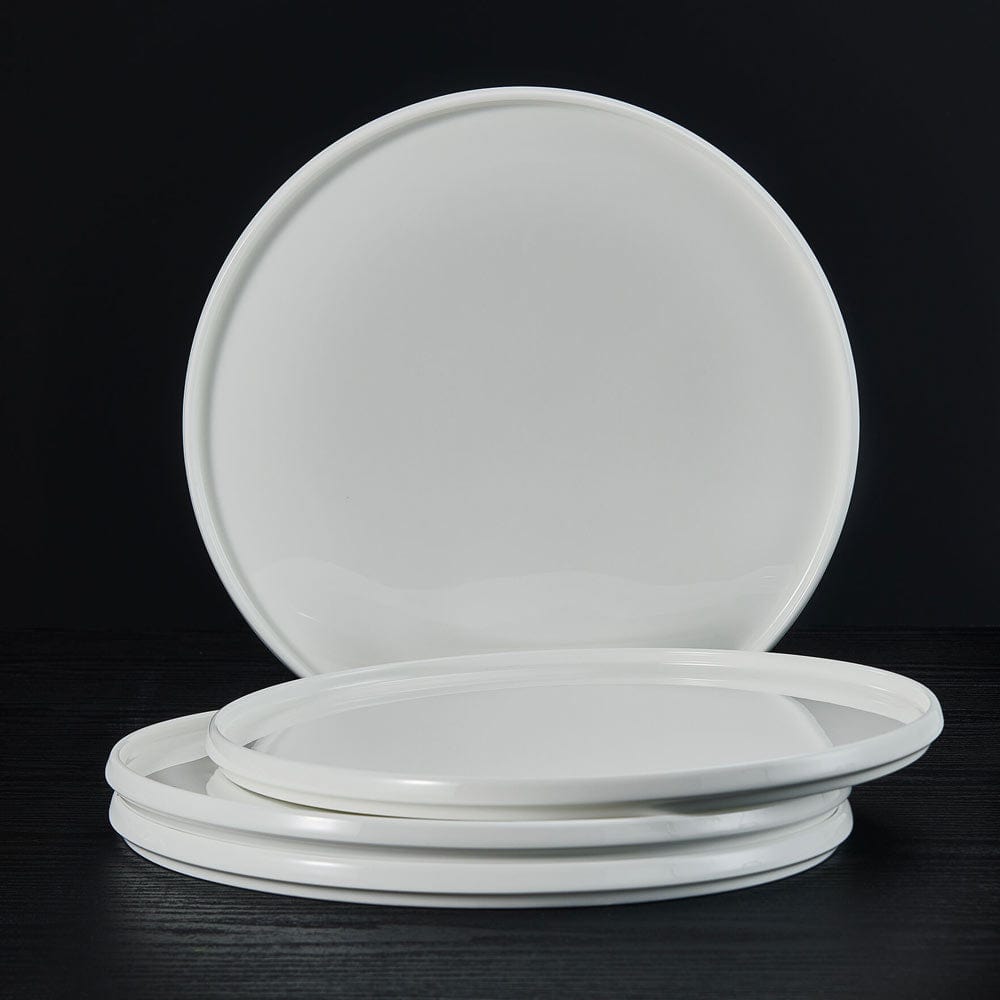 Sloane 4-Piece Dinner Plate Set - Elegant Porcelain Plates for Formal Dining, Entertaining & Everyday Use
