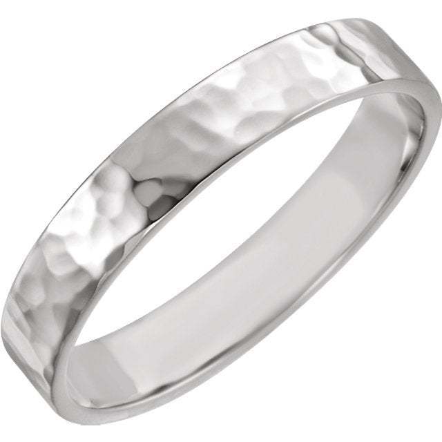 14K Gold 4mm Flat Band Ring for Women - Hammered Finish Wedding Band, Stackable Ring, Anniversary Gift - Perfect for Everyday Wear, Special Occasions & Jewelry Stacking