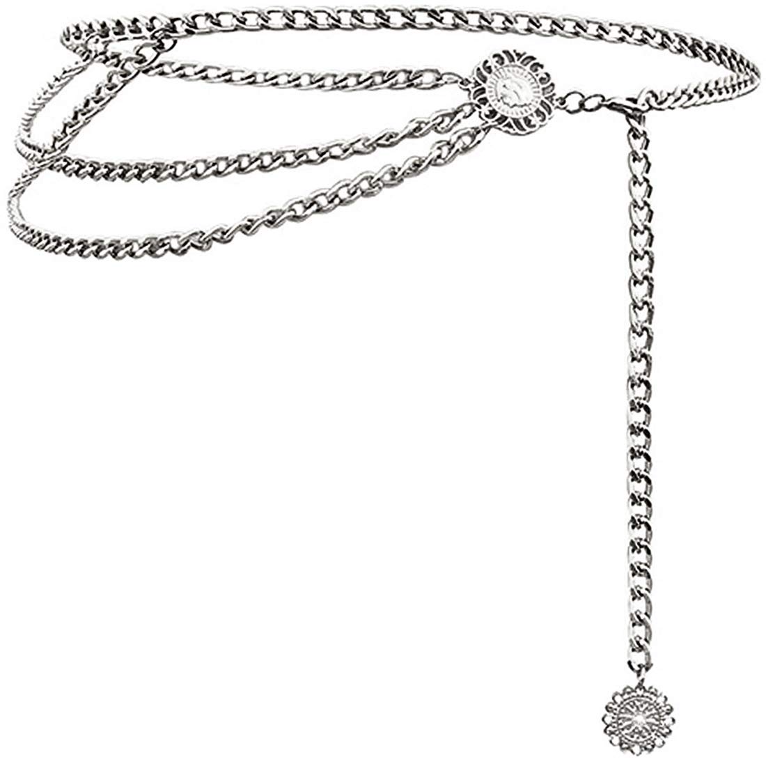 Glamorstar Women's Multilayer Metal Waist Chain Belt - Fashionable Body Jewelry for Dresses, Tops & Evening Wear | Perfect for Parties, Weddings & Special Occasions