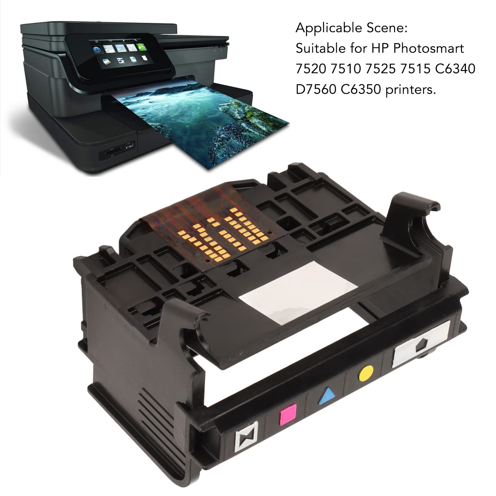 HP Photosmart 7520 7510 7525 7515 C6340 D7560 C6350 Printhead Replacement - Durable ABS Compatible Print Head for HP Photosmart Printers - Perfect for Home & Office Printing, Photo Printing, Document Printing