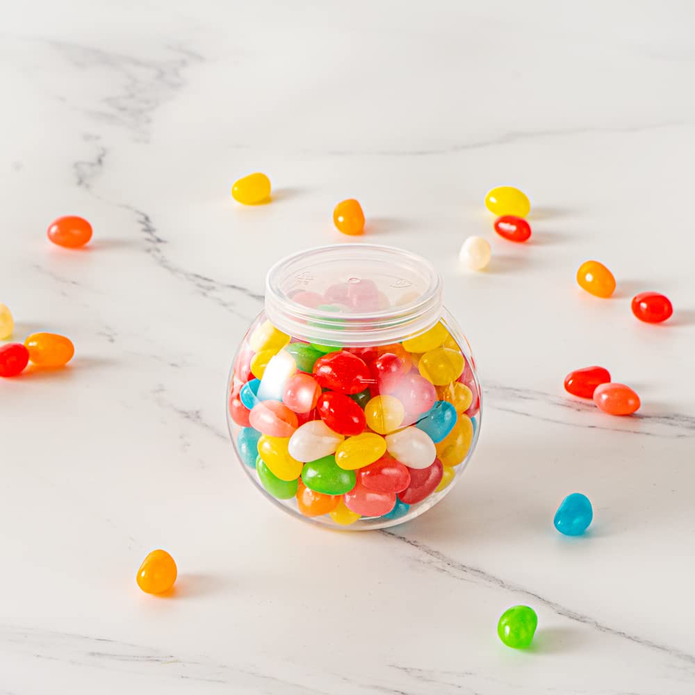 100-Pack 3oz Disposable Plastic Candy Jars with Snap-On Lids - Clear Bulbous Design for Yogurt, Parfait, Snacks, Spices & Desserts | Perfect for Party Favors, Wedding Decor, Candy Buffets & Small Food Storage
