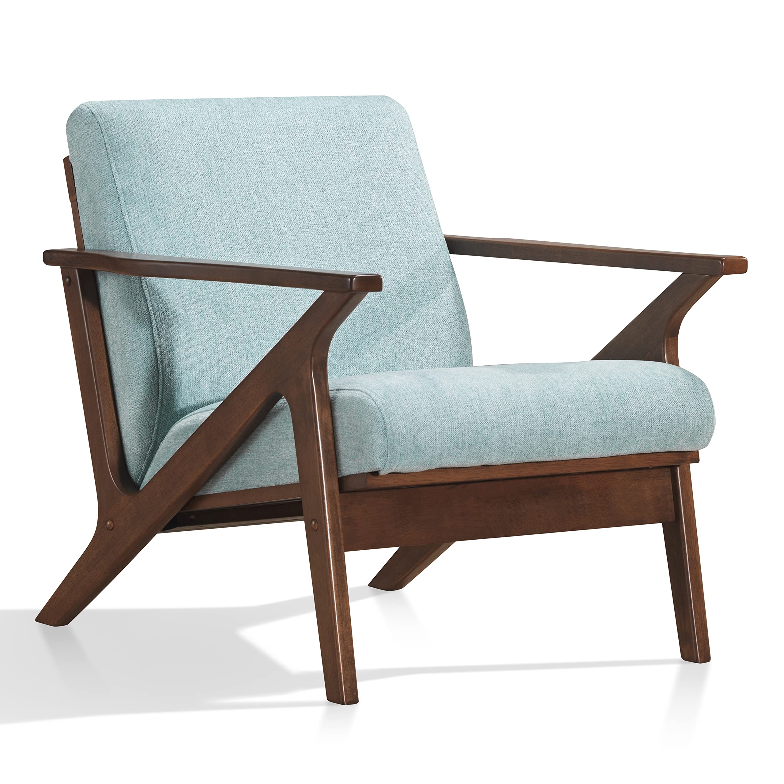 Omax Decor Zola Mid Century Modern Accent Chair - Stylish Armchair for Living Room, Lounge, Bedroom & Office - Mint Green with Walnut Legs - Perfect for Reading Nook, Home Decor & Small Spaces