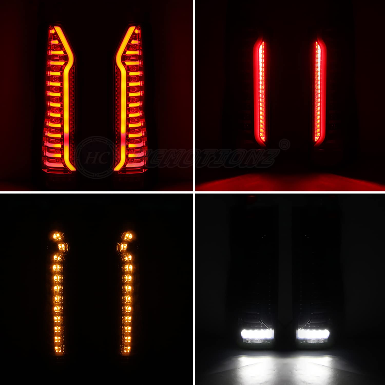 HCmotion LED Tail Lights for Toyota Hiace 6th Gen H300 2019-2023 - Smoked Rear Lamps with Dynamic DRL, Startup Animation & Sequential Turn Signals - Perfect for Night Driving and Enhanced Vehicle Style