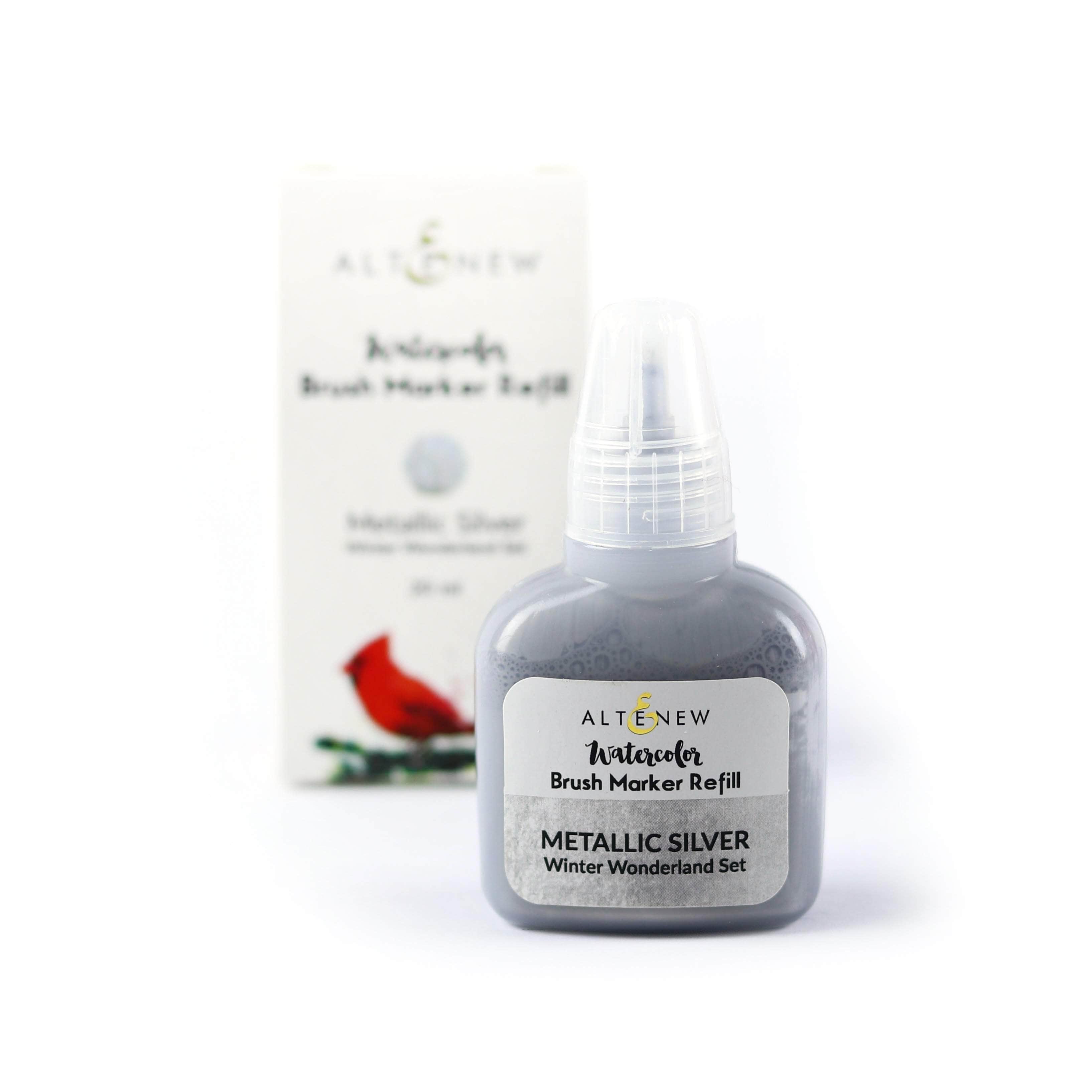 Premium Metallic Silver Liquid Watercolor Brush Marker Refill - 15ml Bottle for Calligraphy, Art Painting & DIY Crafts - Vibrant Shimmering Ink for Artists, Scrapbooking & Card Making