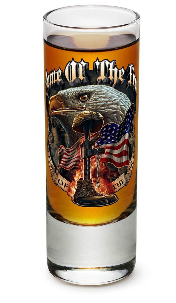 Patriotic American Soldier Shot Glass Set - 12 Pack (2oz) with 'These Colors Don't Run' Design & Military Logo - Perfect for Veterans Day, Memorial Day & Patriotic Parties