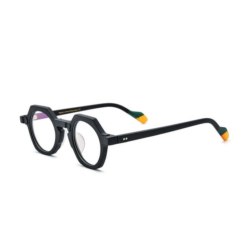 CCspace Unisex Full Rim Irregular Round Acetate Eyeglasses Frame 55099 - Lightweight & Durable for Reading, Work, and Fashion Accessories