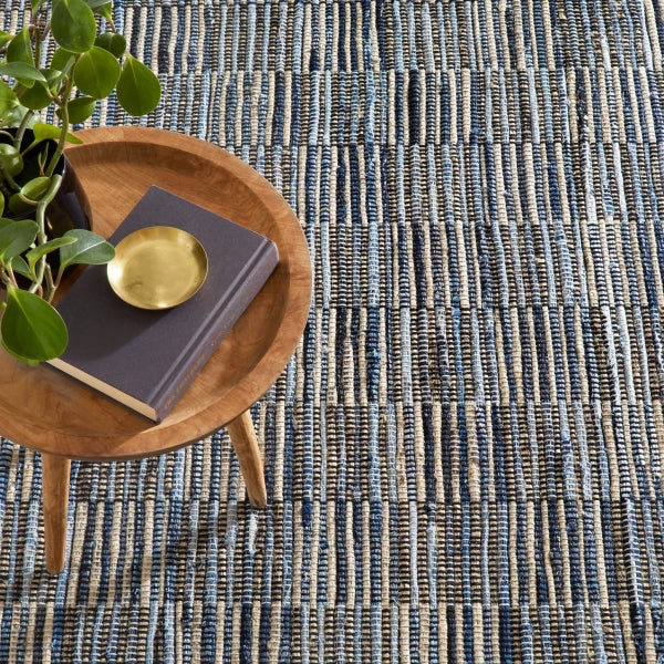 Dash & Albert Denim Rag Gridwork Blue Handwoven Cotton Rug - Stylish & Durable Area Rug for Living Room, Bedroom, or Nursery Decor