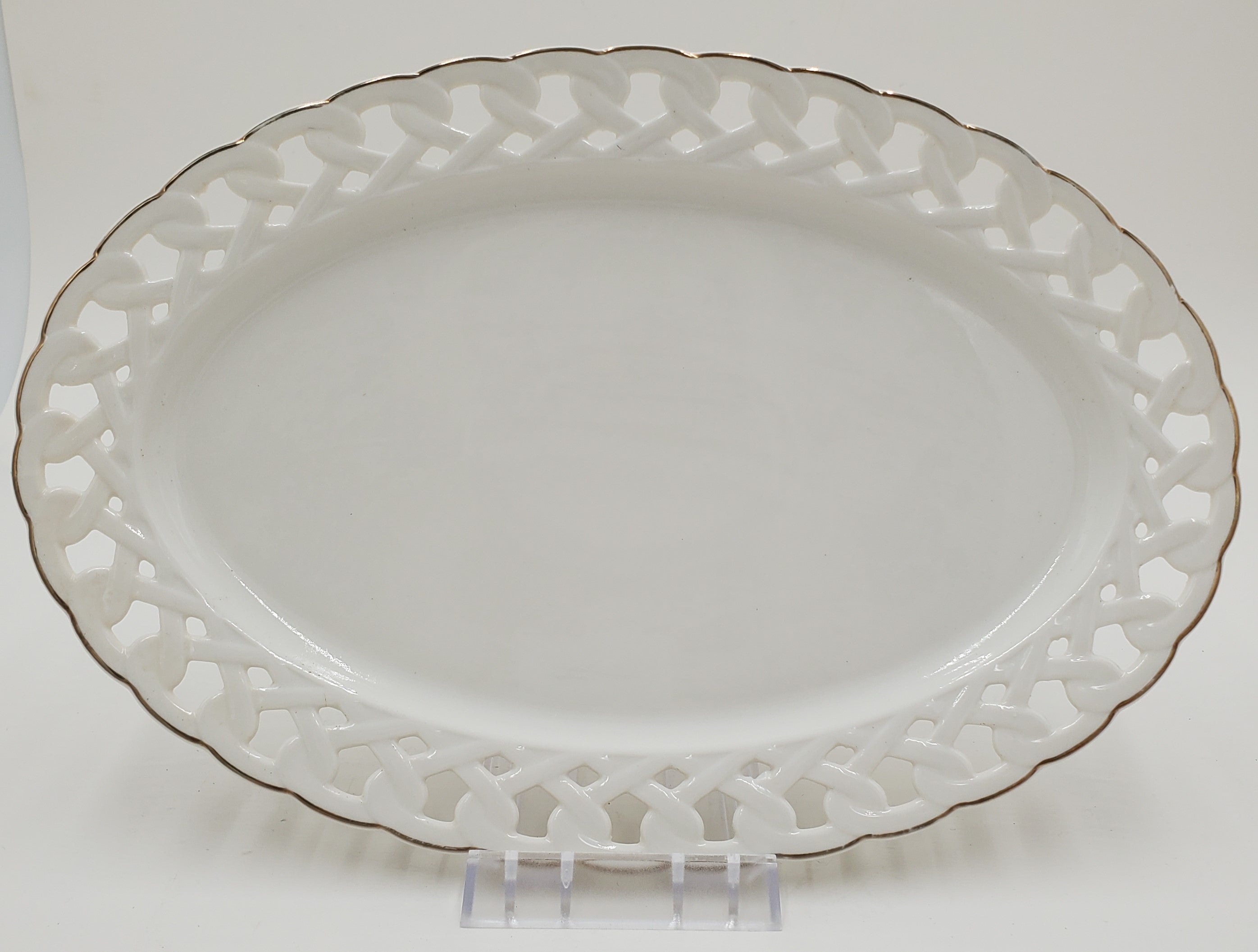 12x8 Inch Gold Rim Oval Serving Platter - Elegant Party Tray for Appetizers, Desserts & Entertaining